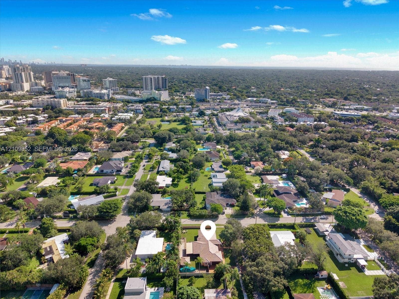 7901 SW 97th Street, Miami, FL 33156 Aerial perspective towards the east and Biscayne Bay *