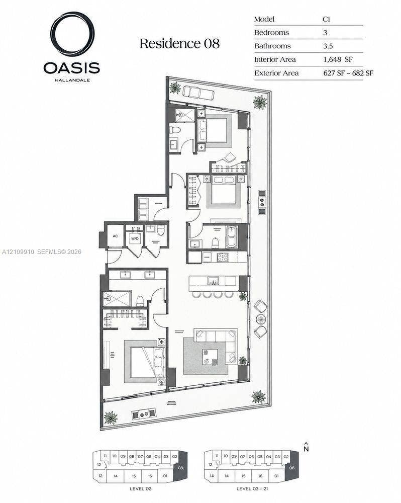 1170 E Hallandale Beach Boulevard, #908, Hallandale Beach, FL 33009 Floor plan
