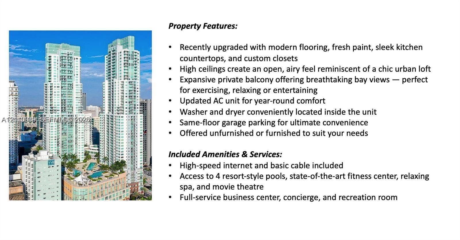 244 Biscayne Boulevard, #301, Miami, FL 33132 Property Listing Summary. Documenting physical attributes, mechanical components, and building services associated with the property