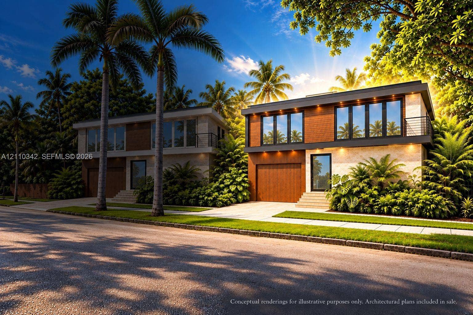 1030 NW 9th Court, Miami, FL 33136 Modern two-story architectural exterior featuring stone facade, wood-finish paneling, expansive glass windows, integrated recessed lighting, and a private balcony with metal railing