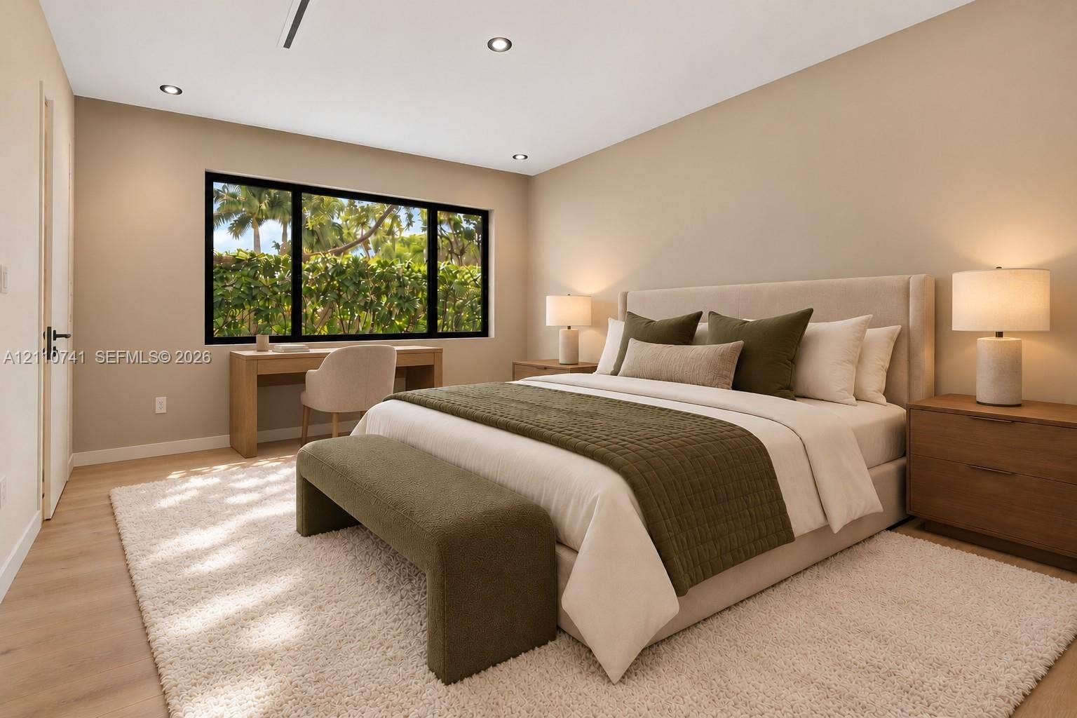 9445 SW 73rd Avenue, Pinecrest, FL 33156 bedroom with en-suite, virtually staged for illustrative purposes