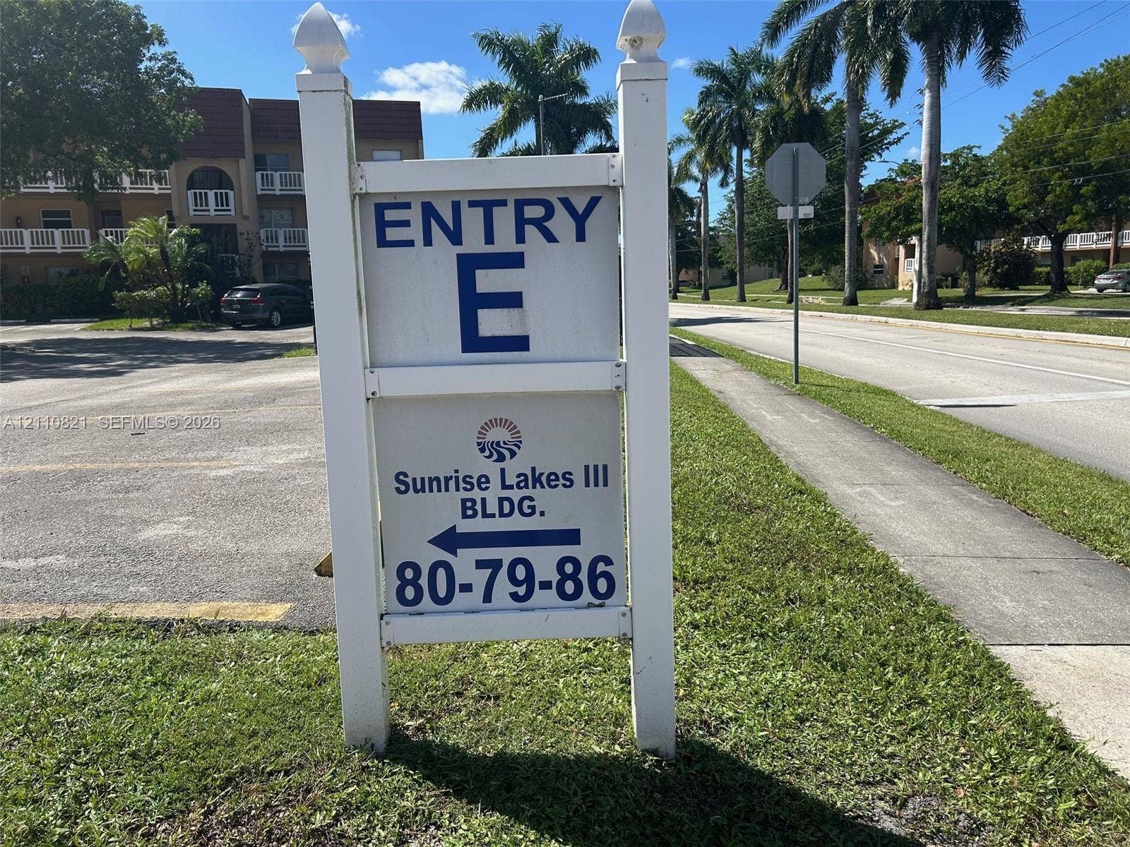 9020 Sunrise Lakes Boulevard, #303, Sunrise, FL 33322 Sign to Building