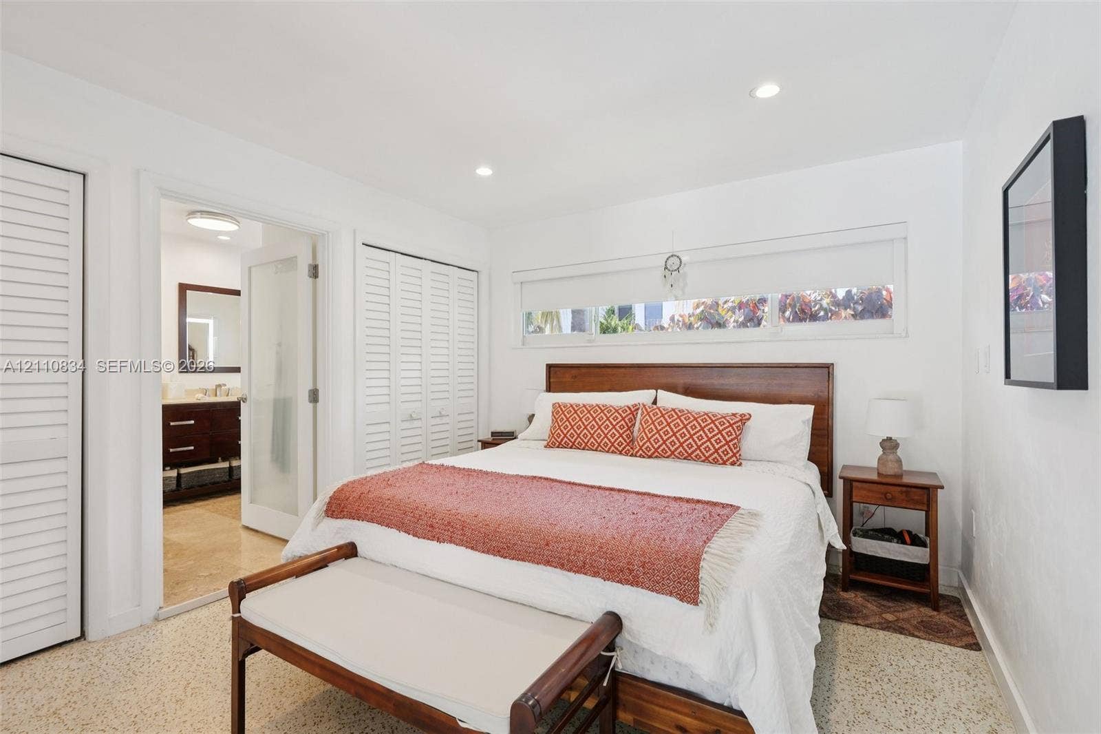4120 SW 15th Street, Miami, FL 33142 Terrazzo flooring, recessed ceiling lighting, horizontal clerestory window, and louvered-style closet doors