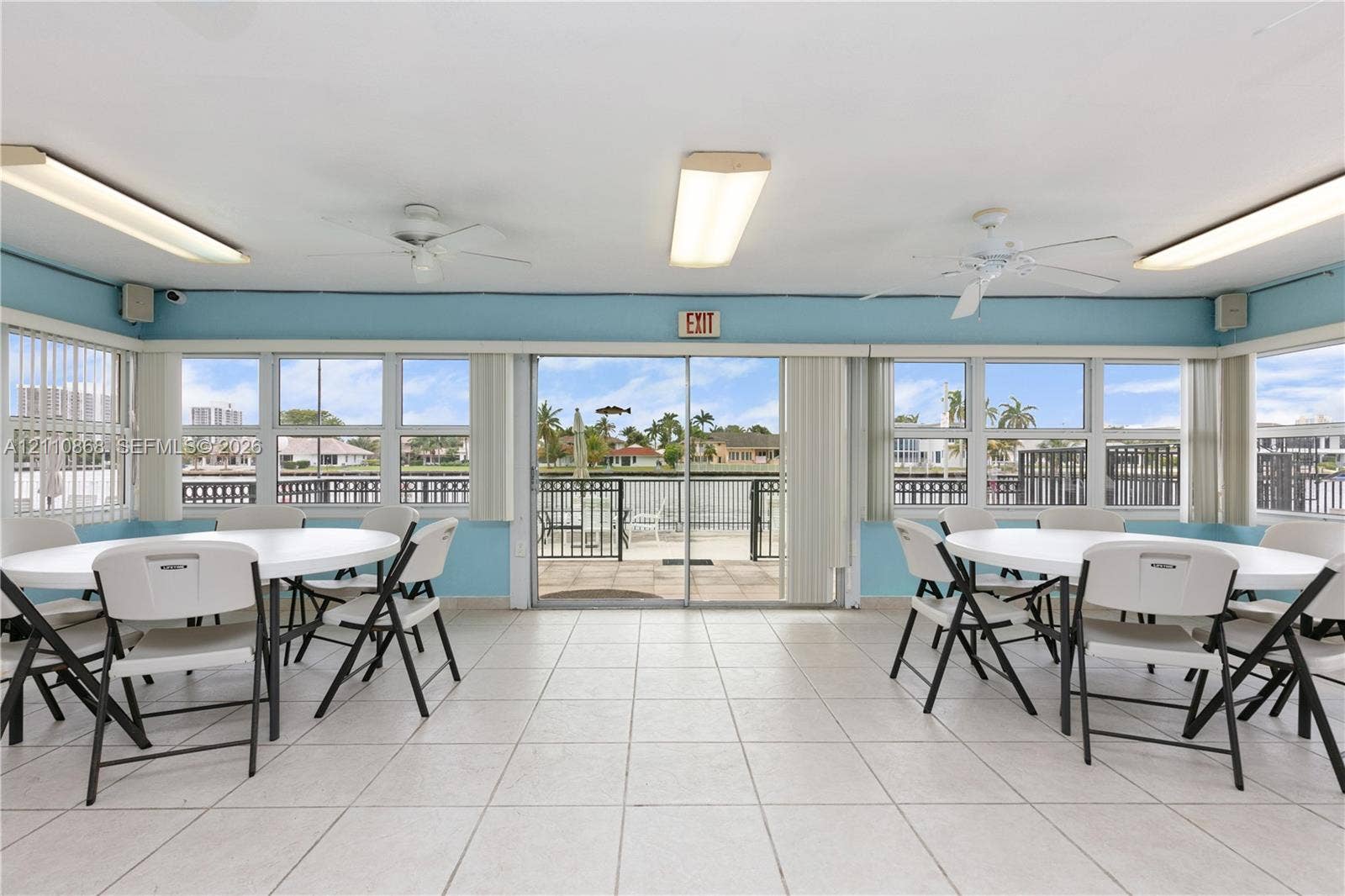 3121 S Ocean Drive, #209, Hallandale Beach, FL 33009 Club house with tile flooring overlooking the intercoastal waterways.