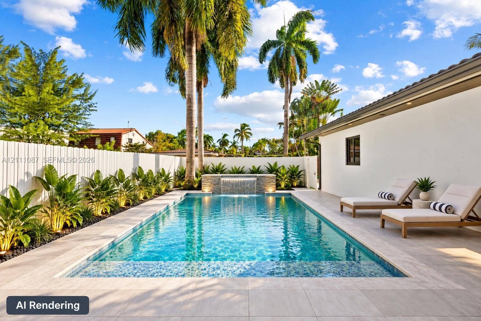 822 Polk Street, Hollywood, FL 33019 AI Rendering showing backyard with a pool installation