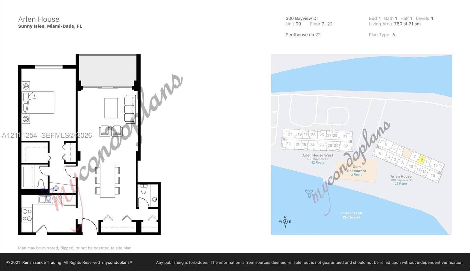 300 Bayview Drive, #409, Sunny Isles Beach, Sunny Isles Beach, FL 33160 Floor plan