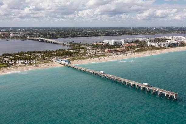 4801 Esedra Court, #207, Lake Worth, FL 33467 Aerial perspective featuring coastal Lake Worth Beach and pier.