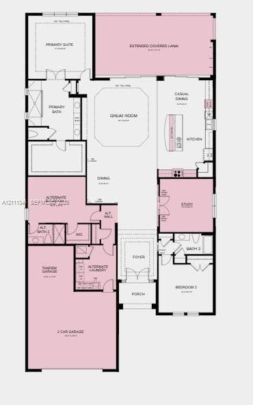 Floor Plan - Additional Highlights Include: tandem garage, undercounter wine fridge in kitchen, upgraded appliance package, blinds, and outdoor kitchen rough-in