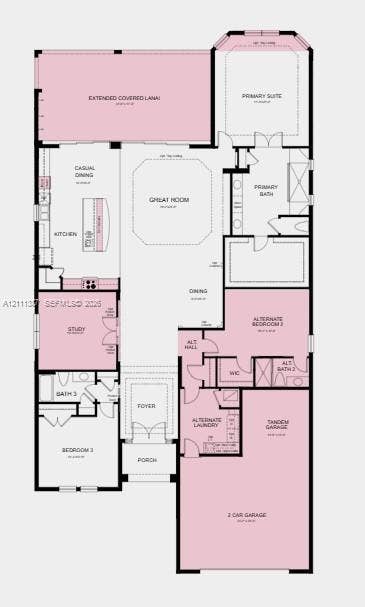 Floor Plan - Additional Highlights Include: tray ceilings, 8' interior doors, primary suite with bay windows, outdoor kitchen rough in, and tandem garage