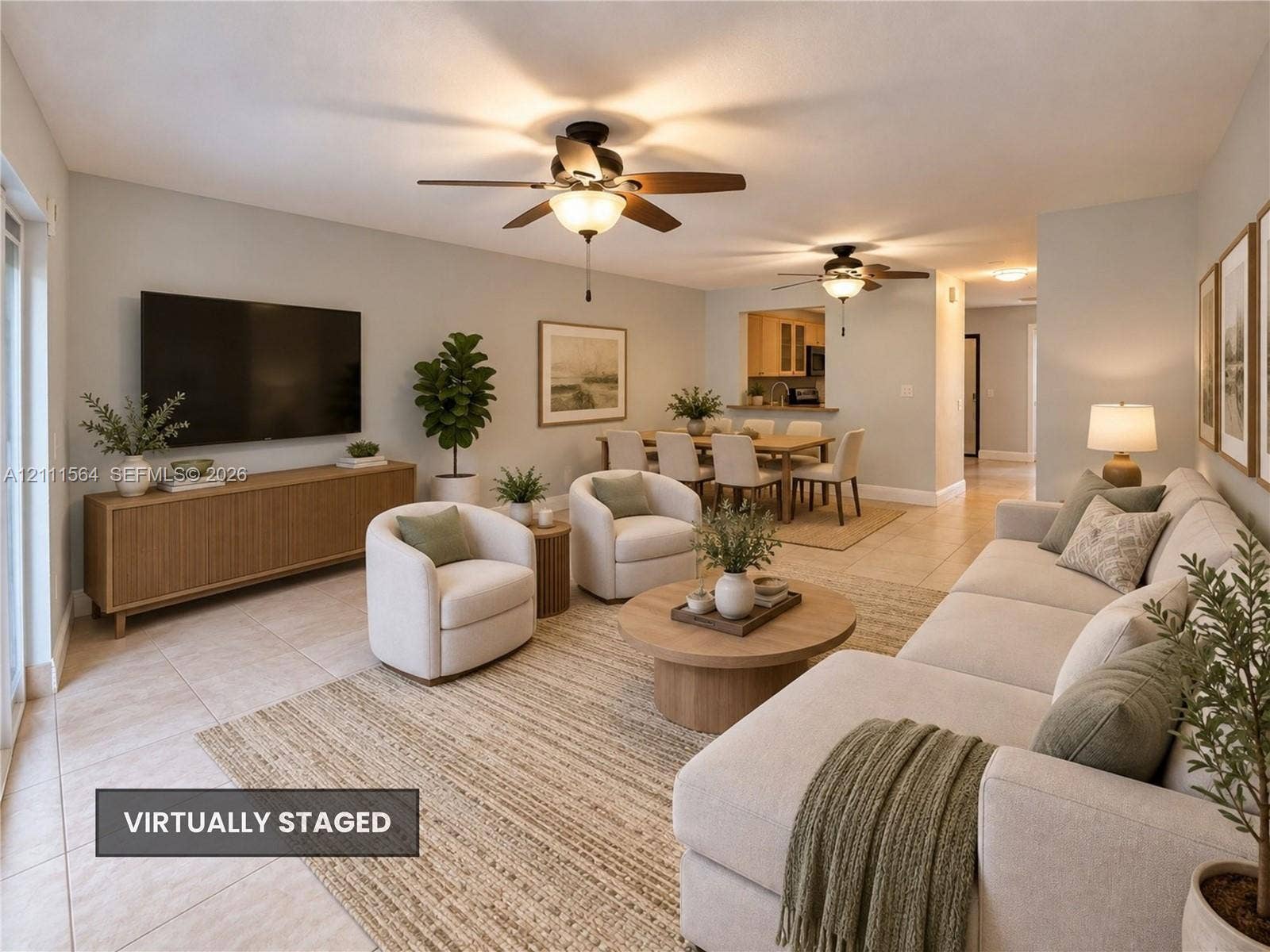 Virtually Staged Living/Dining Rooms