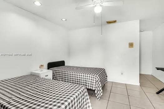 12801 SW 248th Terrace, Homestead, FL 33032 Room featuring recessed lighting, a white ceiling fan with integrated lighting, and neutral ceramic tile flooring