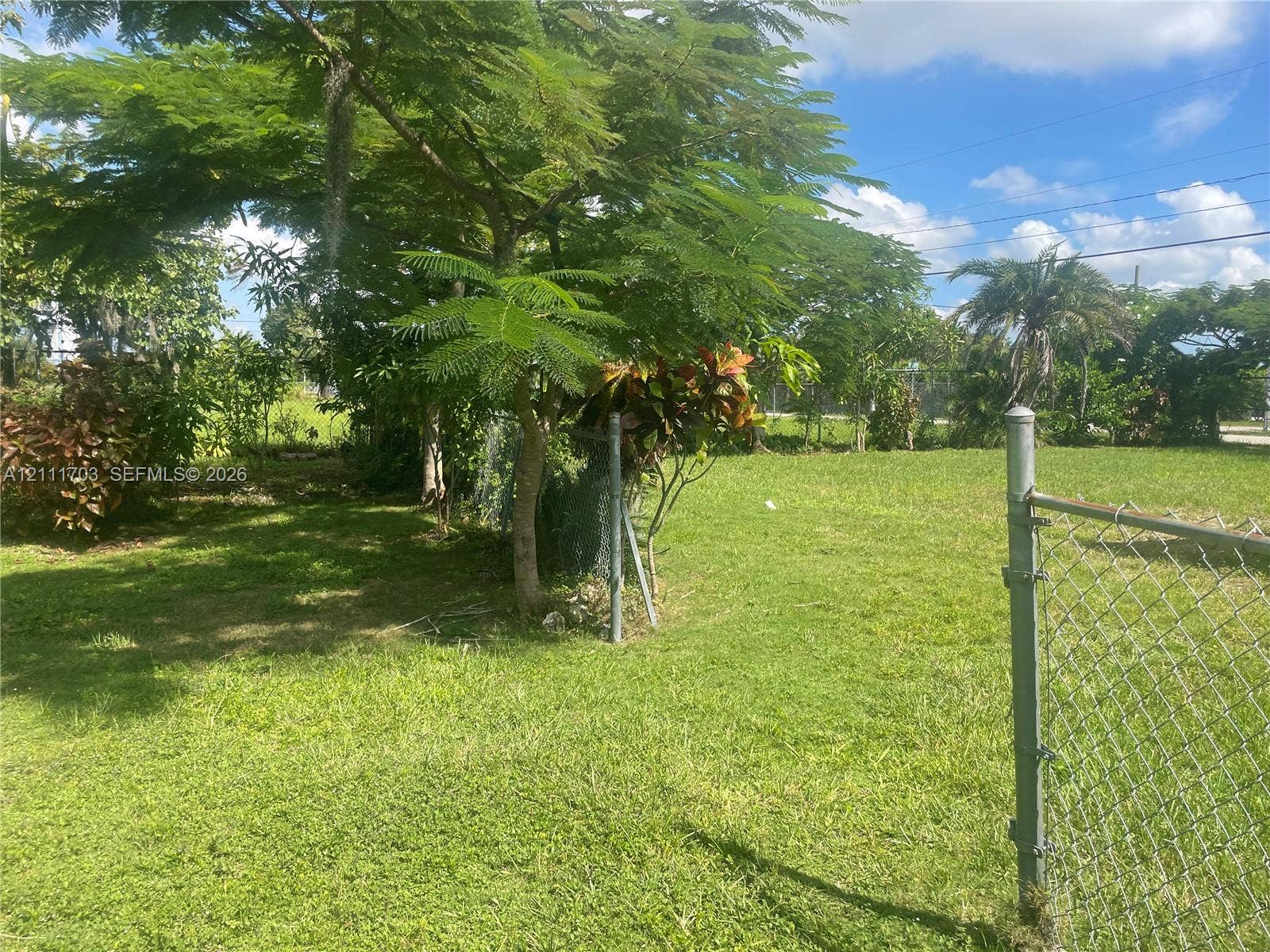 21840 SW 118th Avenue, Miami, FL 33170 Expansive parcel featuring mature trees, manicured lawn, and chain-link fencing