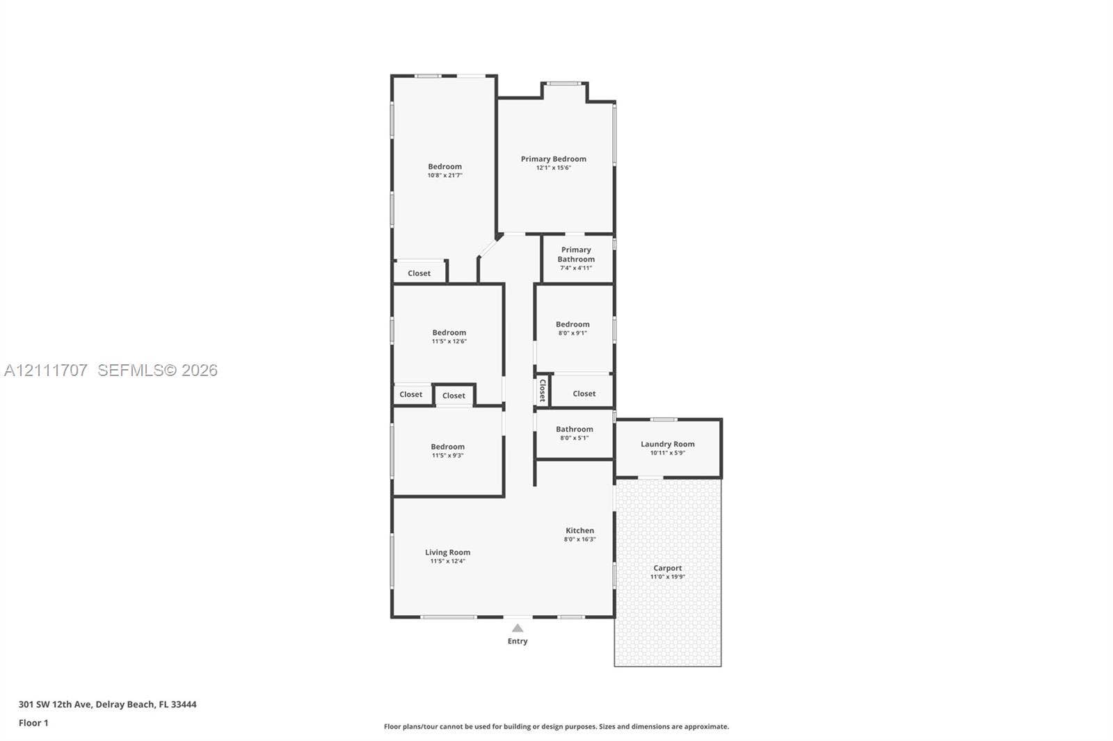 301 SW 12th Avenue, Delray Beach, FL 33444 Single level floor plan