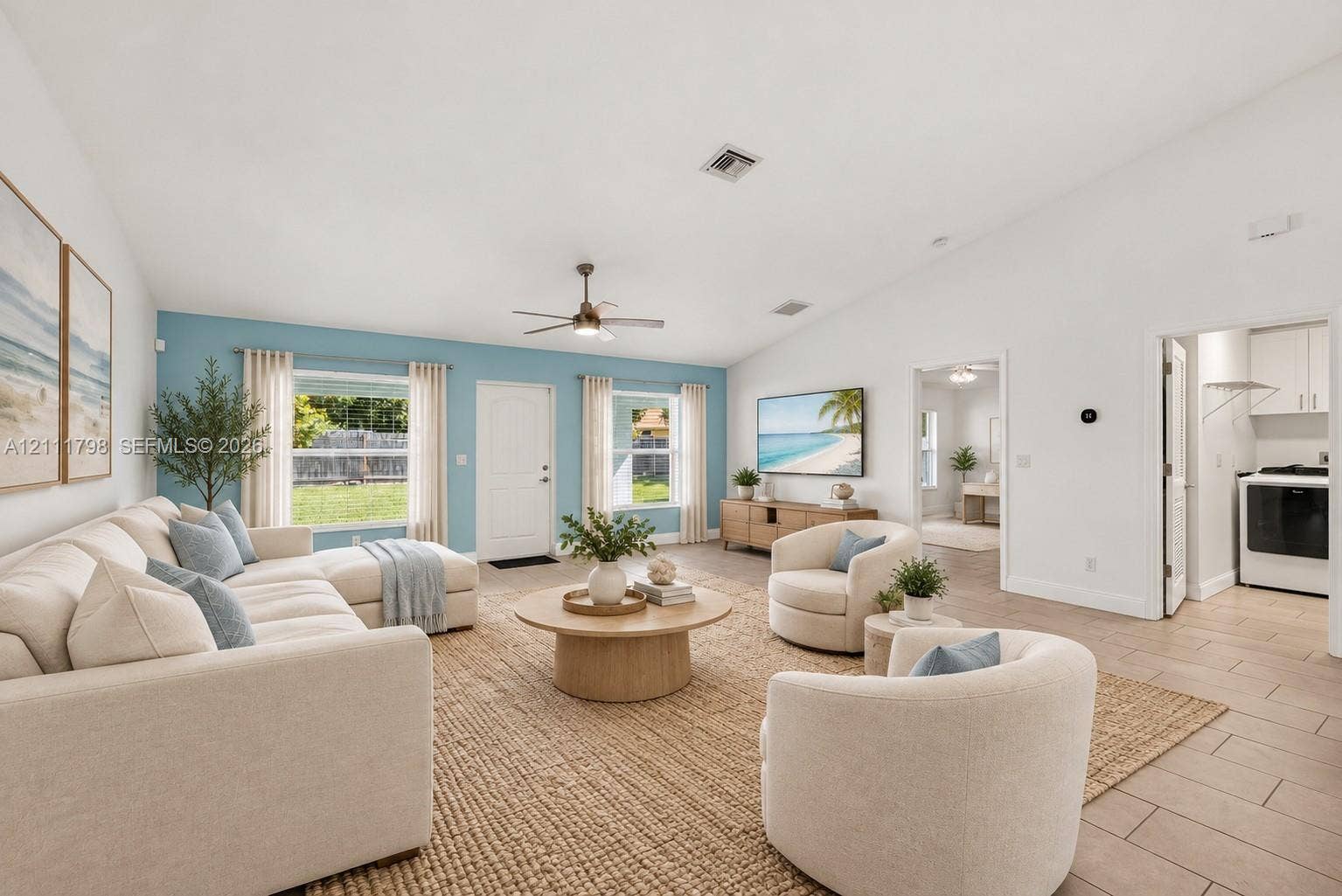 Property is virtually staged with furniture.