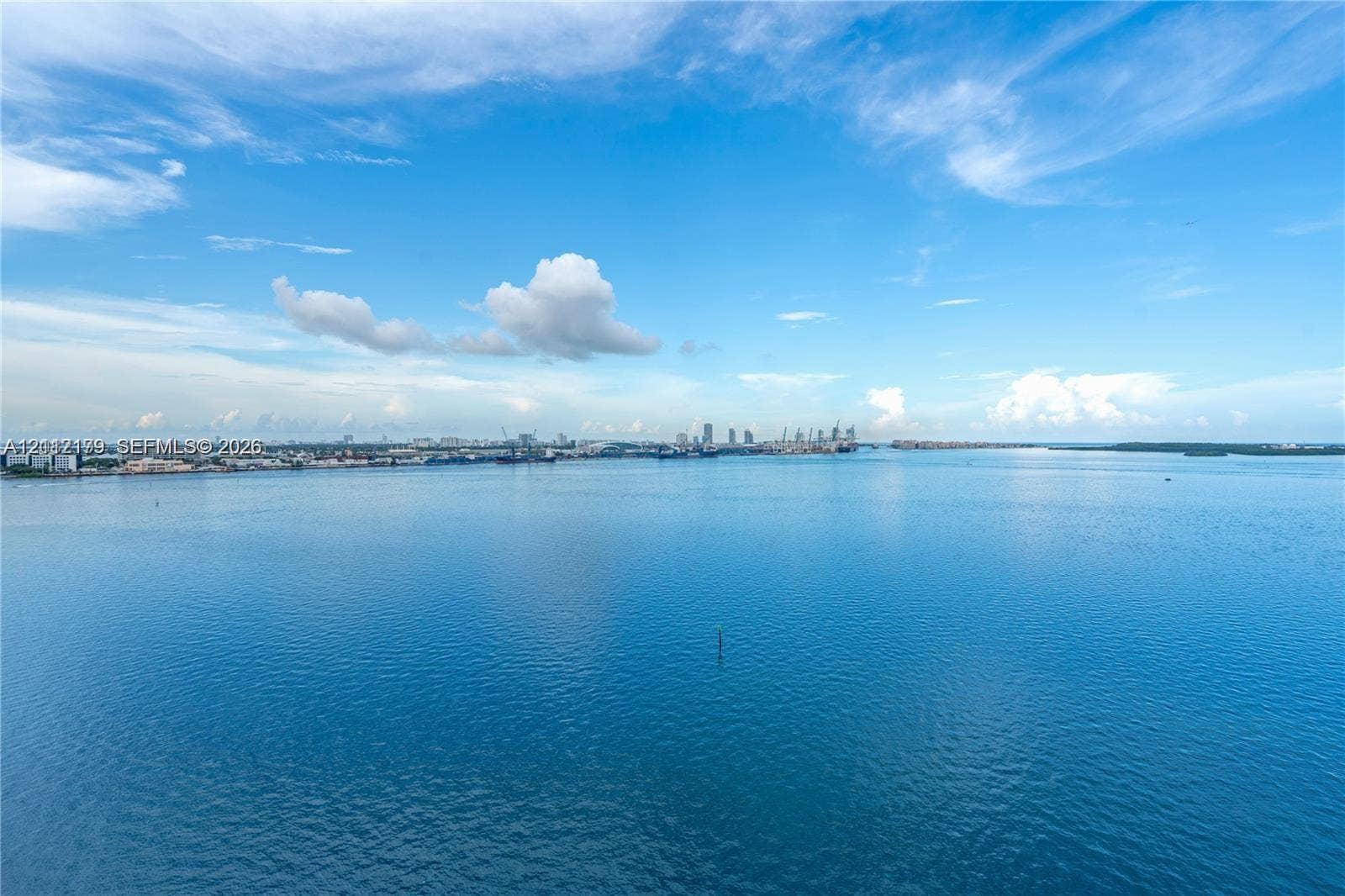 800 Claughton Island Drive, #1604, Miami, Miami, FL 33131 Panoramic expanse of open water featuring a distant urban skyline and horizon