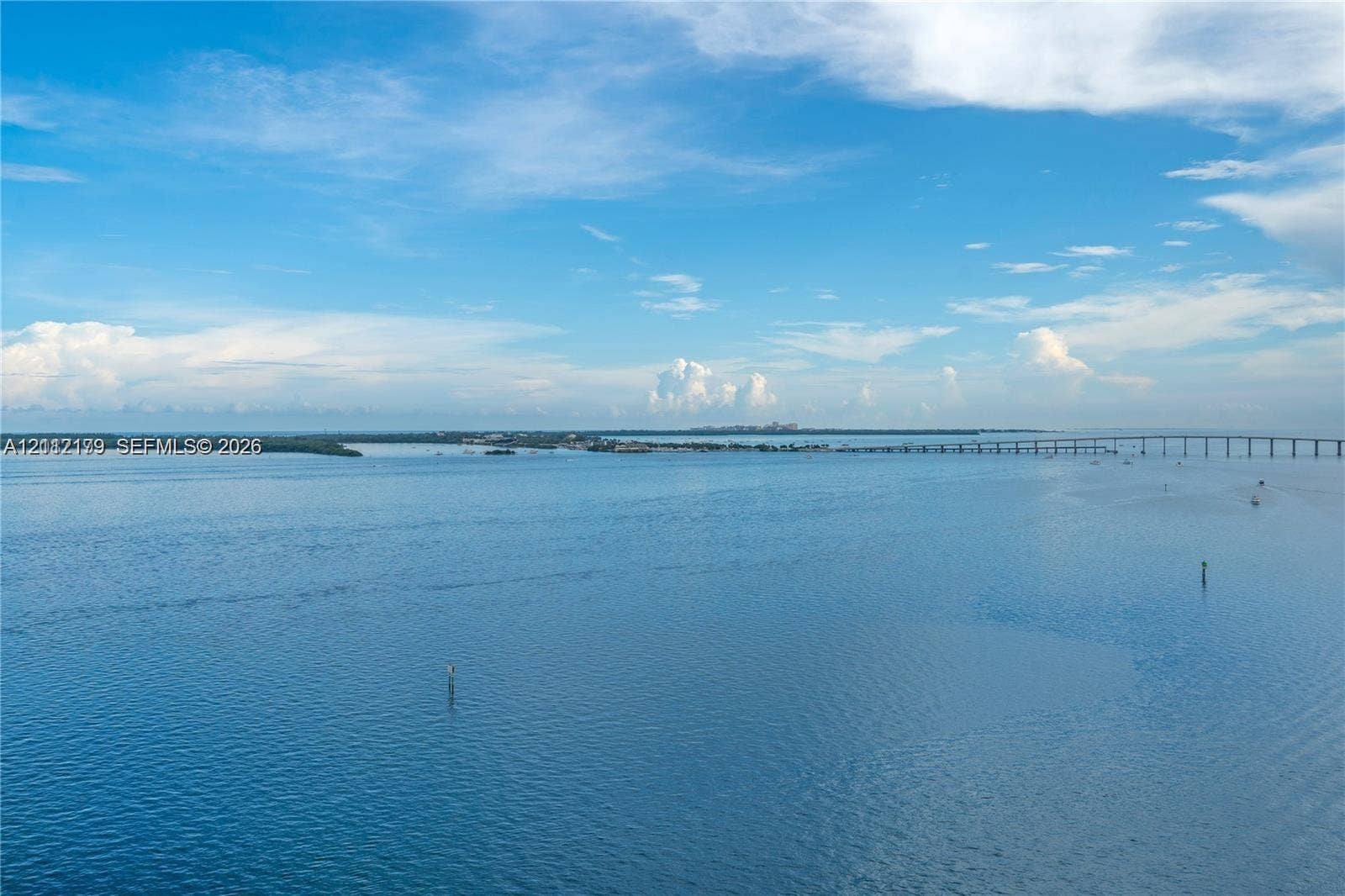 800 Claughton Island Drive, #1604, Miami, Miami, FL 33131 Expansive open-water scenery featuring a bridge and a distant shoreline