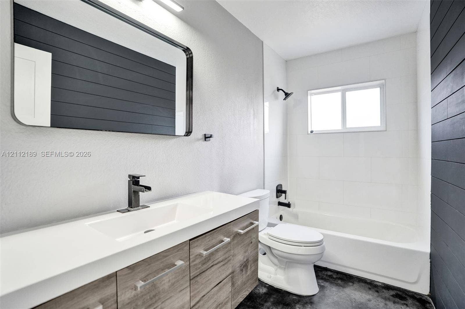 5161 SW 7th Court, #0, Margate, Margate, FL 33068 Modern vanity with a rectangular sink, quartz countertop, and matte black hardware