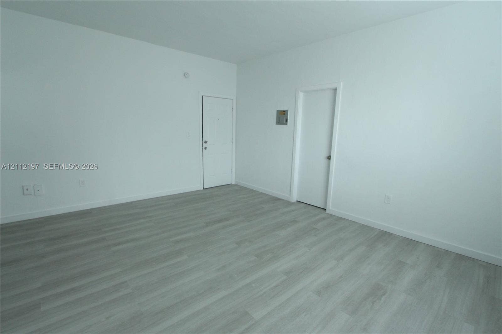 1115 Euclid Avenue, #15, Miami Beach, Miami Beach, FL 33139 Neutral interior room featuring wood-finish flooring, smooth white wall finishes, and two solid-core doors