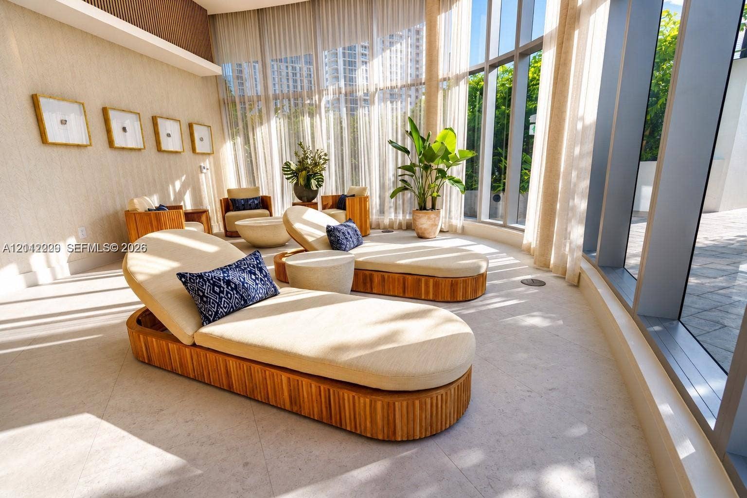 725 NE 24th Street, #706, Miami, Miami, FL 33137 Floor-to-ceiling windows, stone tile flooring, and textured wall coverings