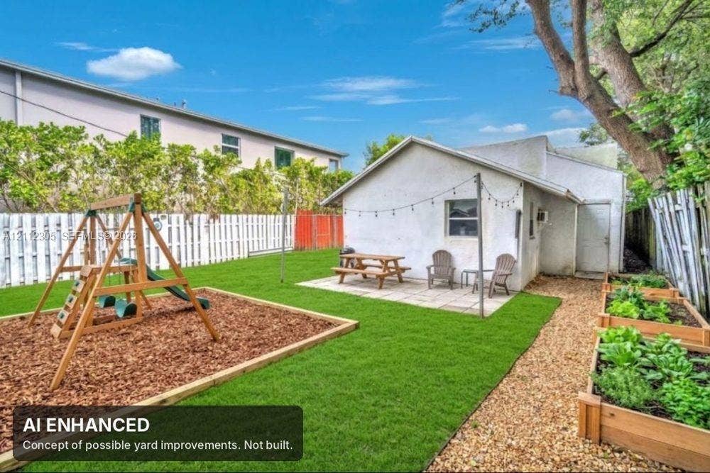 1008 N 18th Court, Hollywood, FL 33020 AI concept of possible yard improvements. Not built. The unaltered original is the previous photo.