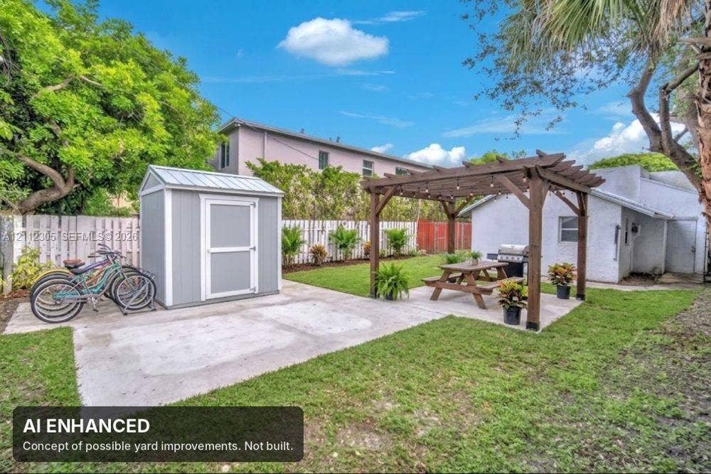 1008 N 18th Court, Hollywood, FL 33020 AI concept of possible yard improvements. Not built. The unaltered original is the previous photo.