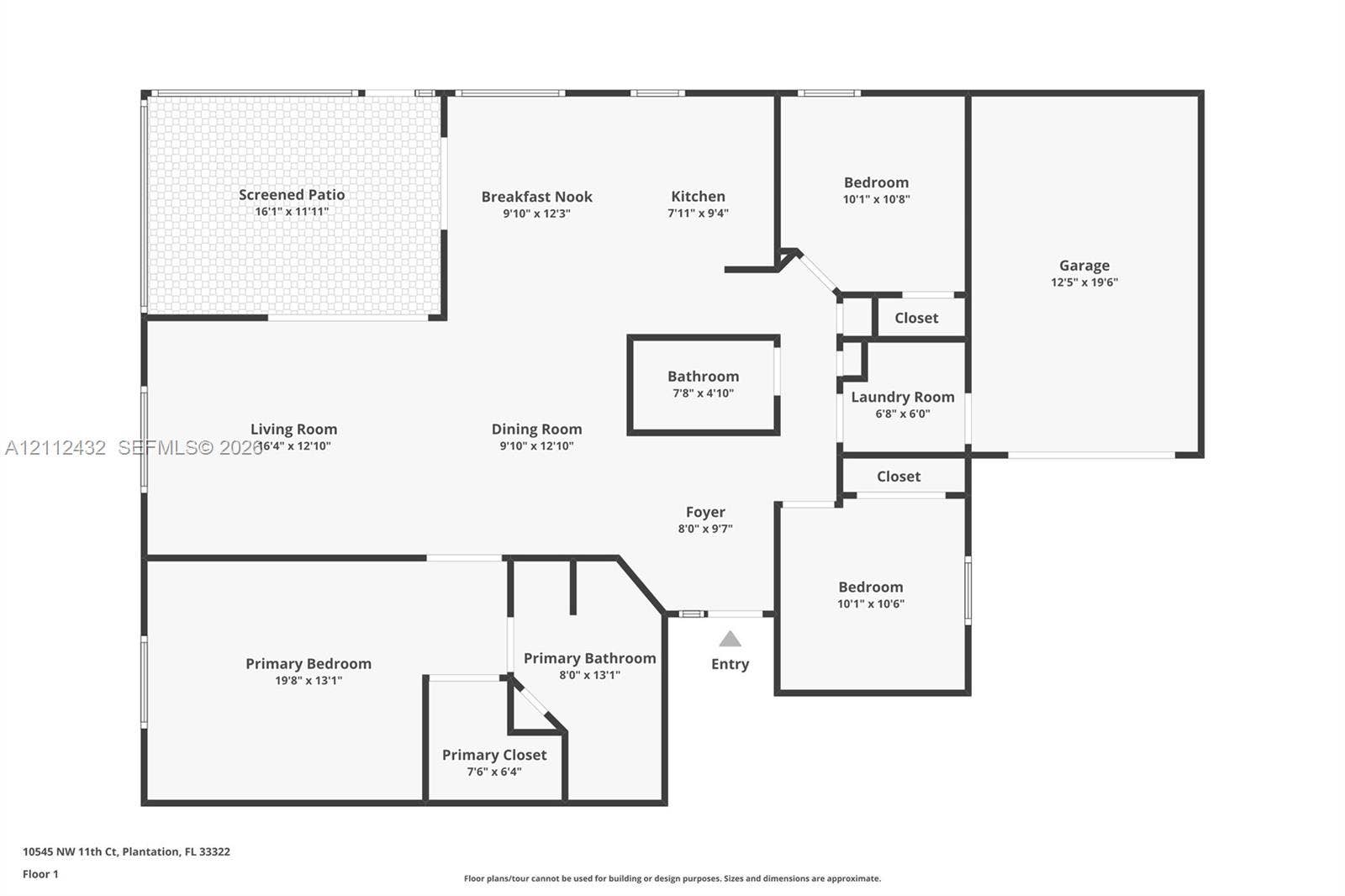 10545 NW 11th Court, Plantation, FL 33322 Floor plan - Buyer to verify measurements which are approximate estimates