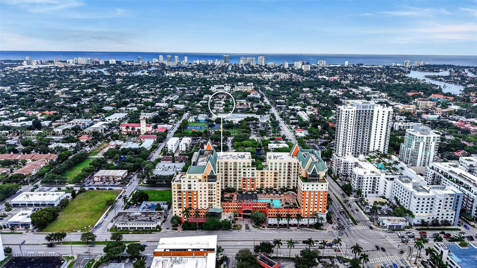 110 N Federal Highway, #914, Fort Lauderdale, FL 33301 Aerial perspective featuring proximity to the urban skyline and coastal horizon