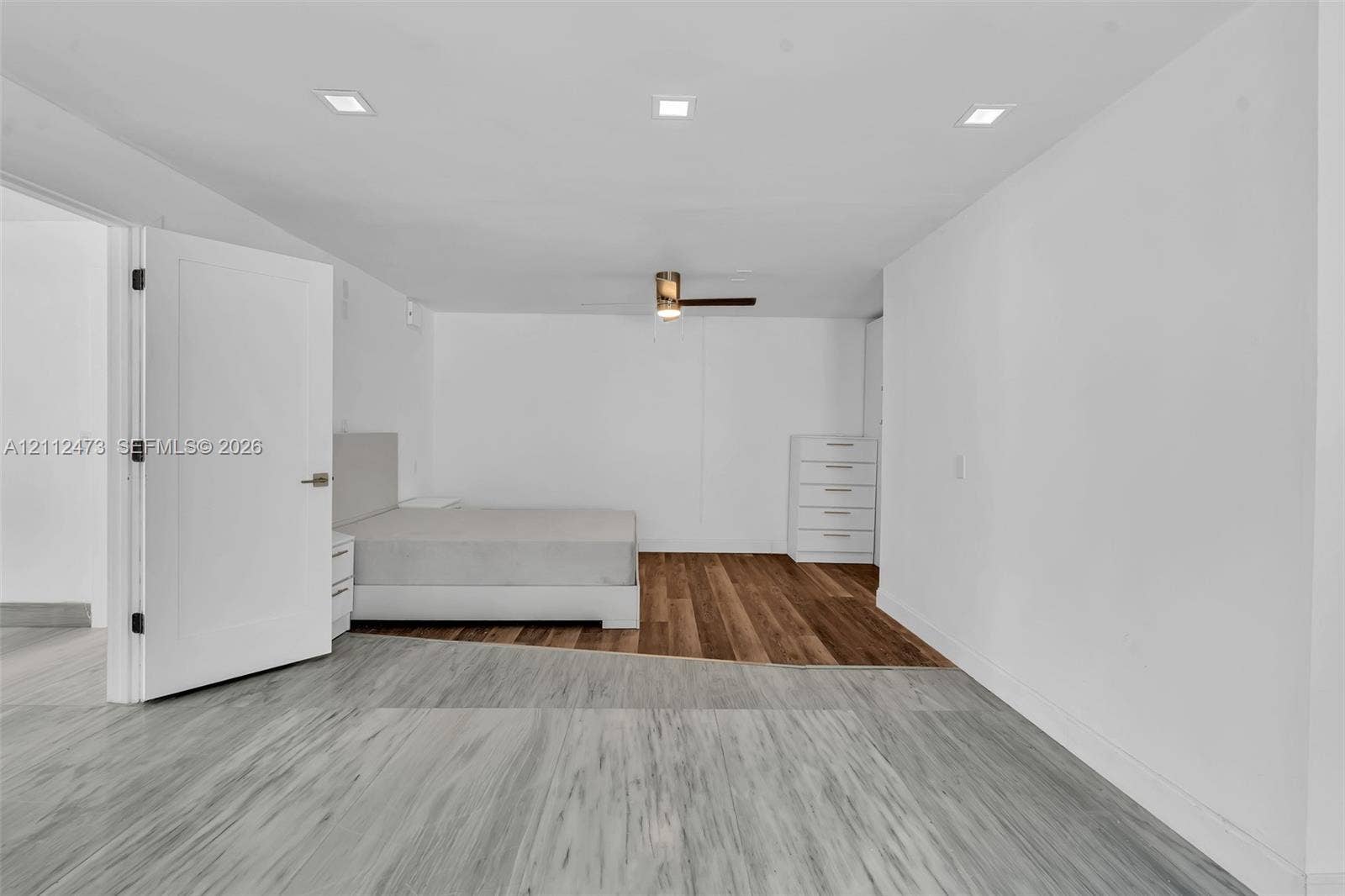 3340 SW 50th Street, Hollywood, Hollywood, FL 33312 Interior space featuring recessed lighting, a ceiling fan, and distinct wood-finish flooring