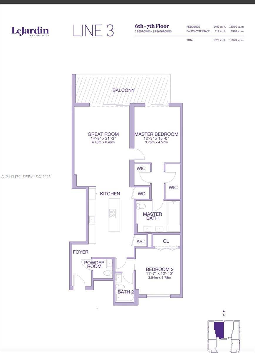 1150 102nd Street, #703, Bay Harbor Islands, FL 33154 Floor plan