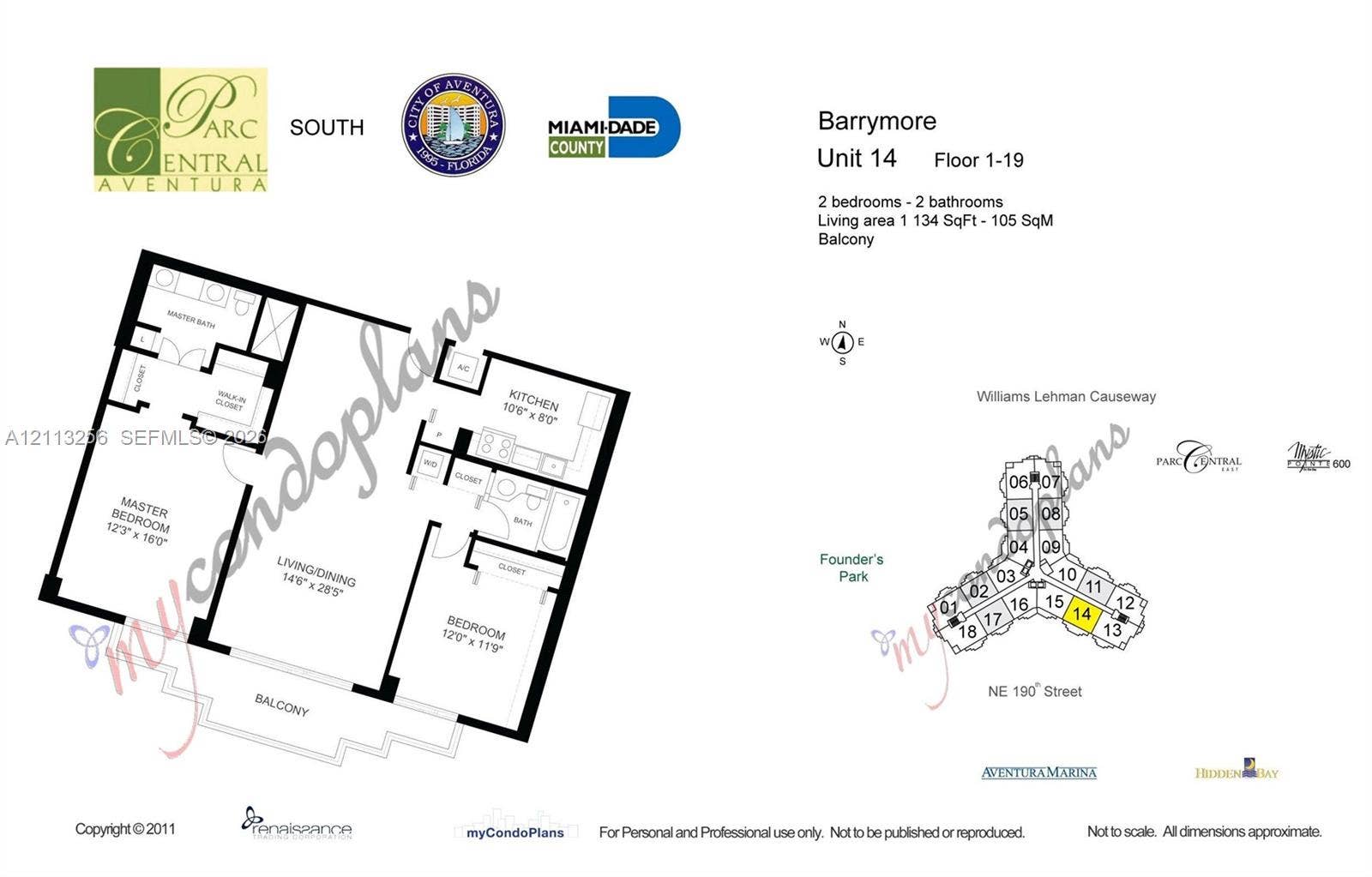 3300 NE 191st Street, #1514, Aventura, FL 33180 Floor plan