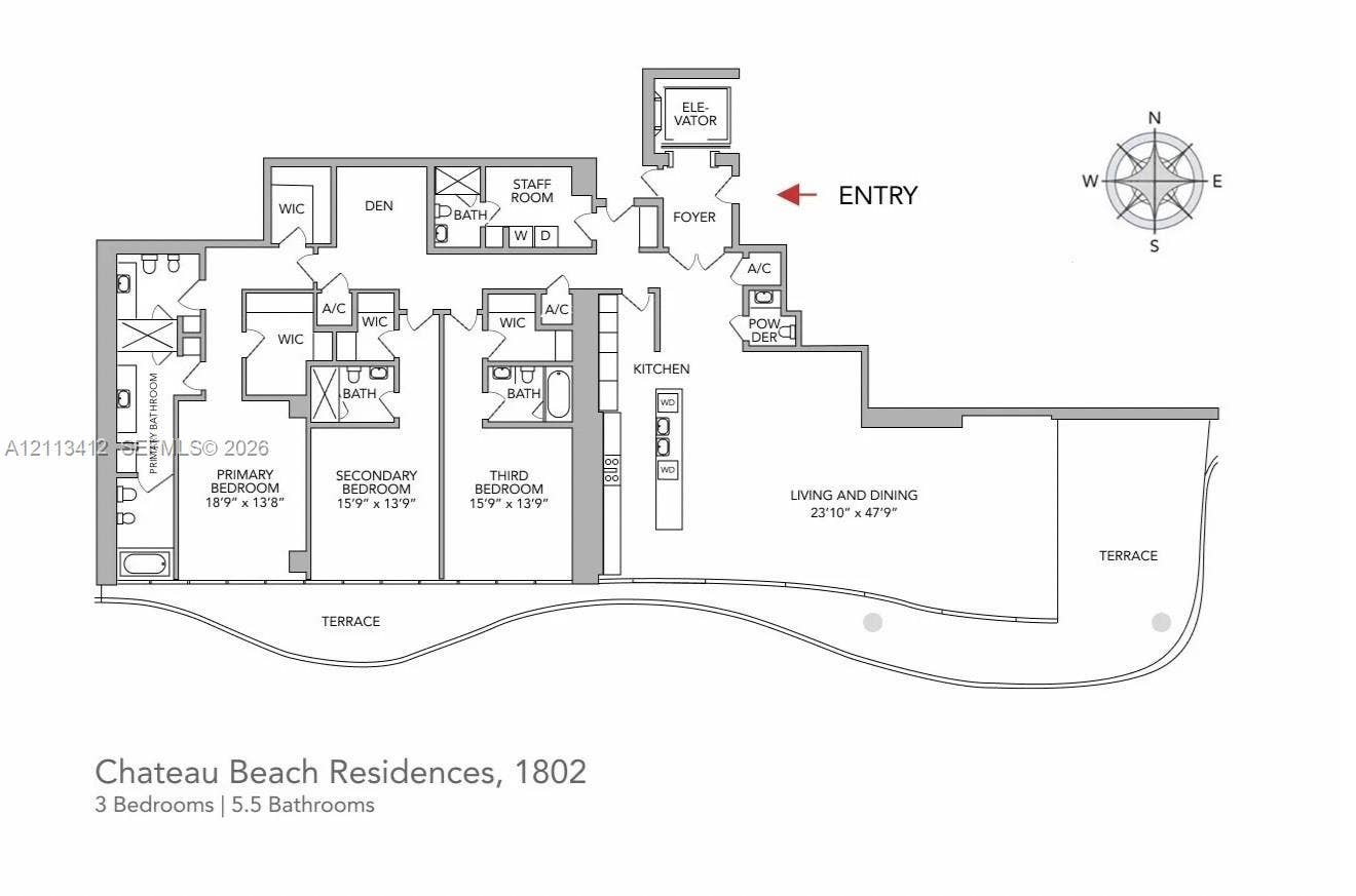 17475 Collins Avenue, #1802, Sunny Isles Beach, FL 33160 Floor plan