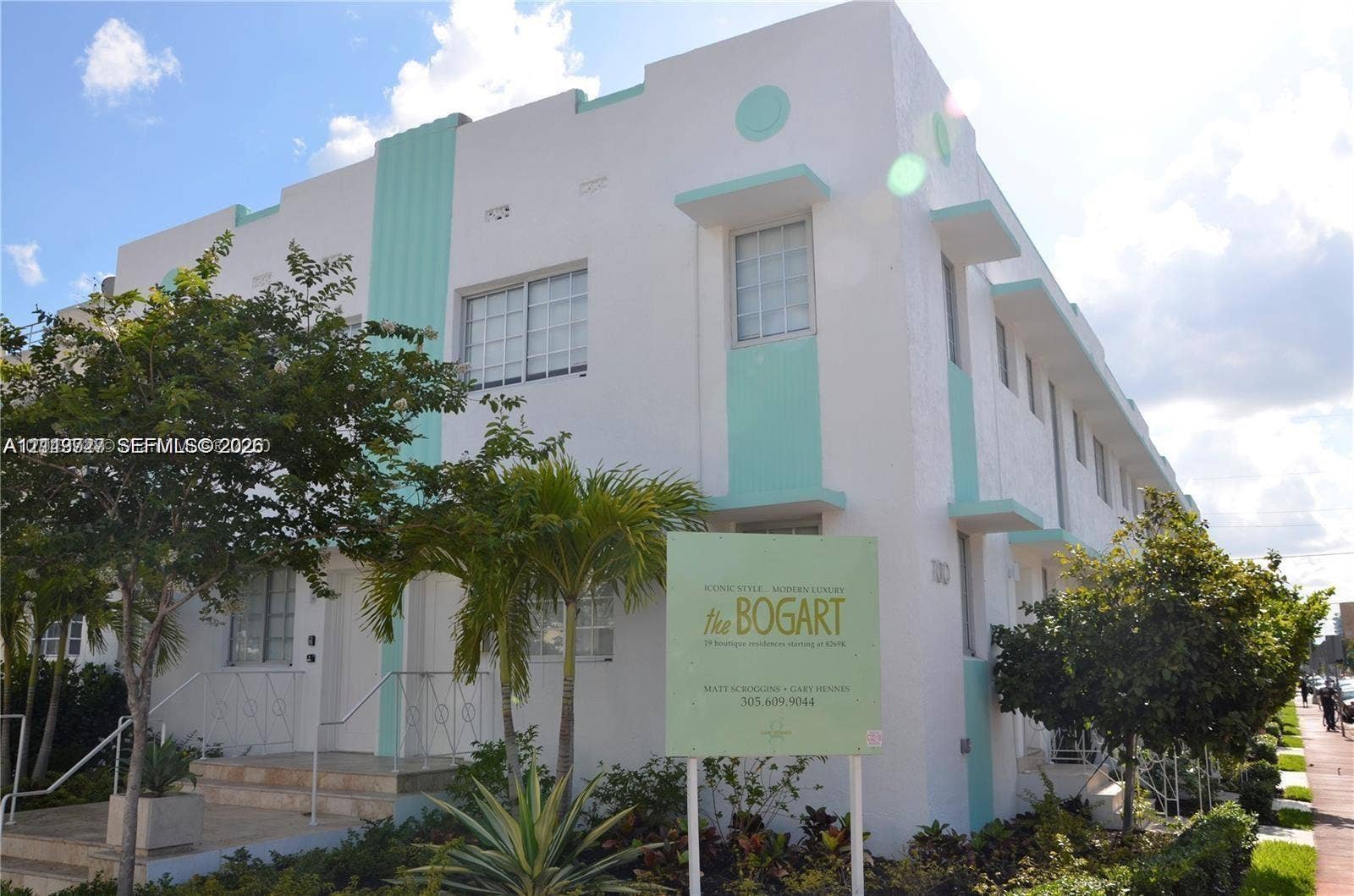 700 SE 16th Street, #201, Miami Beach, Miami Beach, FL 33139 Art Deco exterior featuring geometric detailing, clean stucco facade, and metal railings