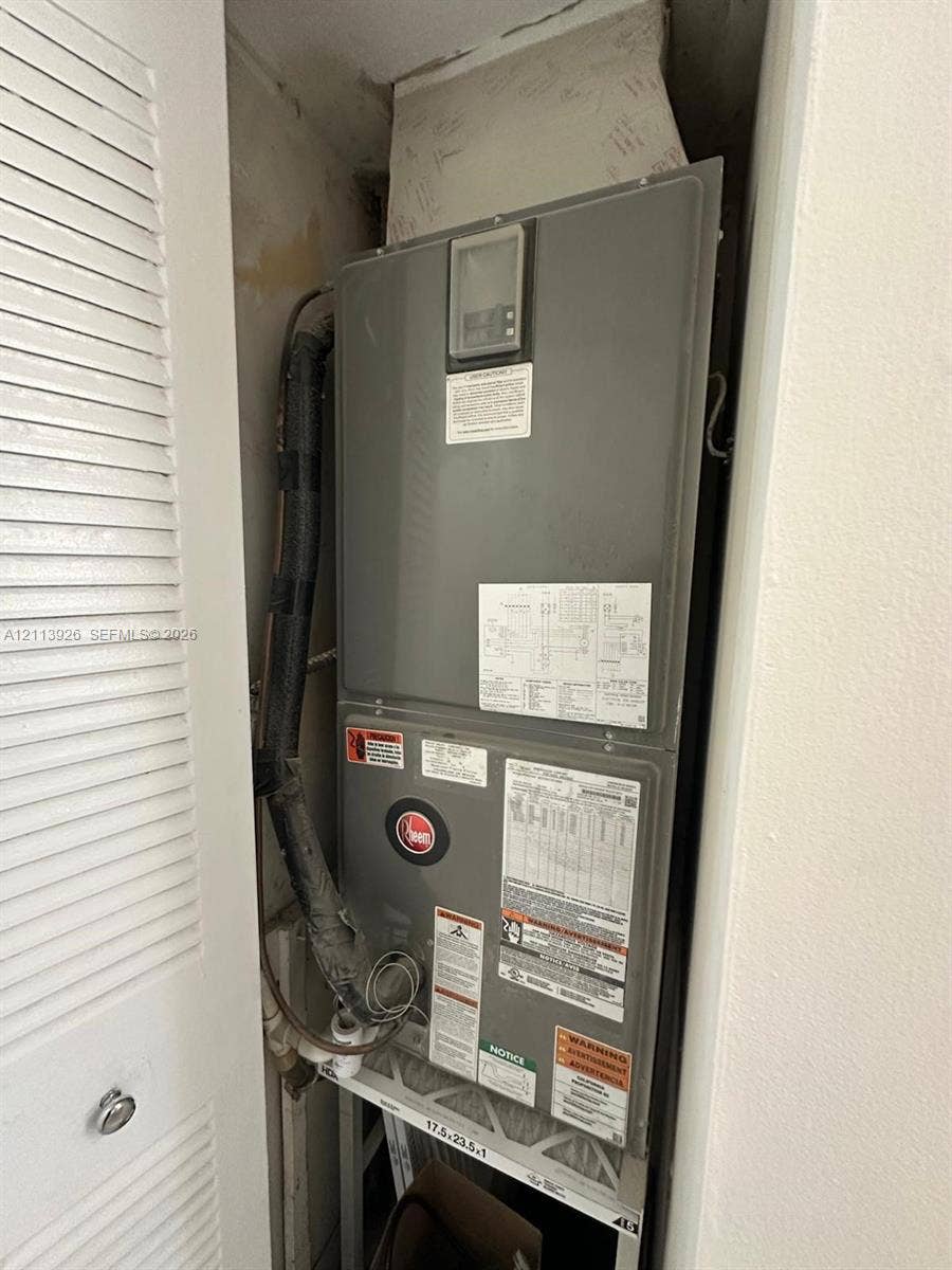 2008 Jackson Street, #D3, Hollywood, FL 33020 Wall-mounted HVAC air handler unit featuring a neutral-tone finish and integrated digital control interface