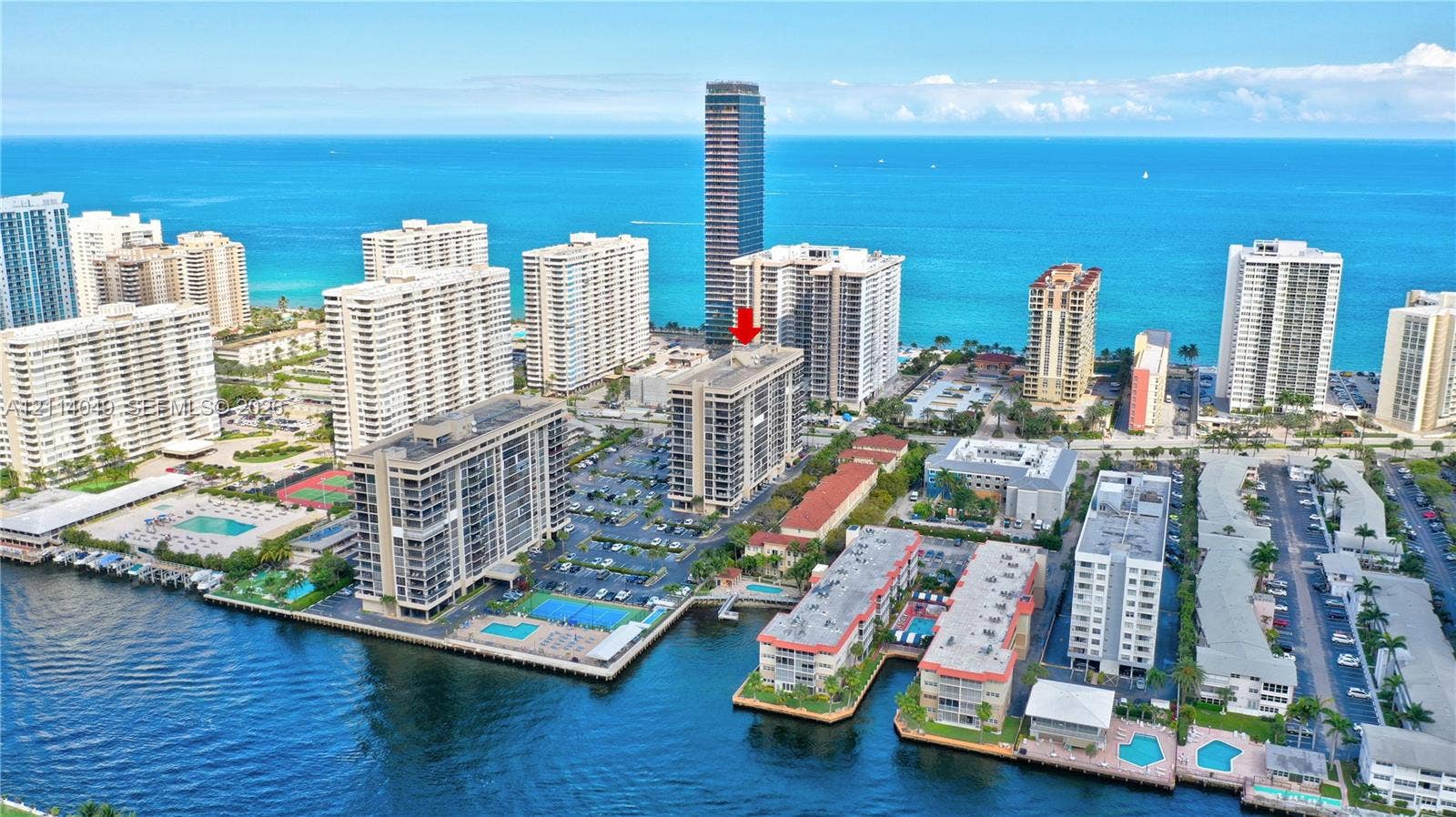 High-rise residential building in prime Hallandale Beach, surrounded by pristine coastal surroundings and close proximity to shopping and Luxury restaurants