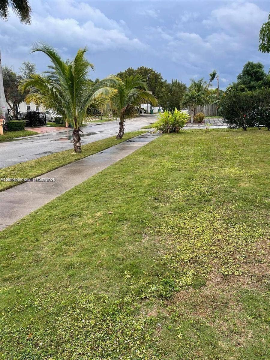 17220 SW 93rd Avenue, #0, Palmetto Bay, Palmetto Bay, FL 33157 Expansive lawn area featuring mature palm trees and concrete sidewalk