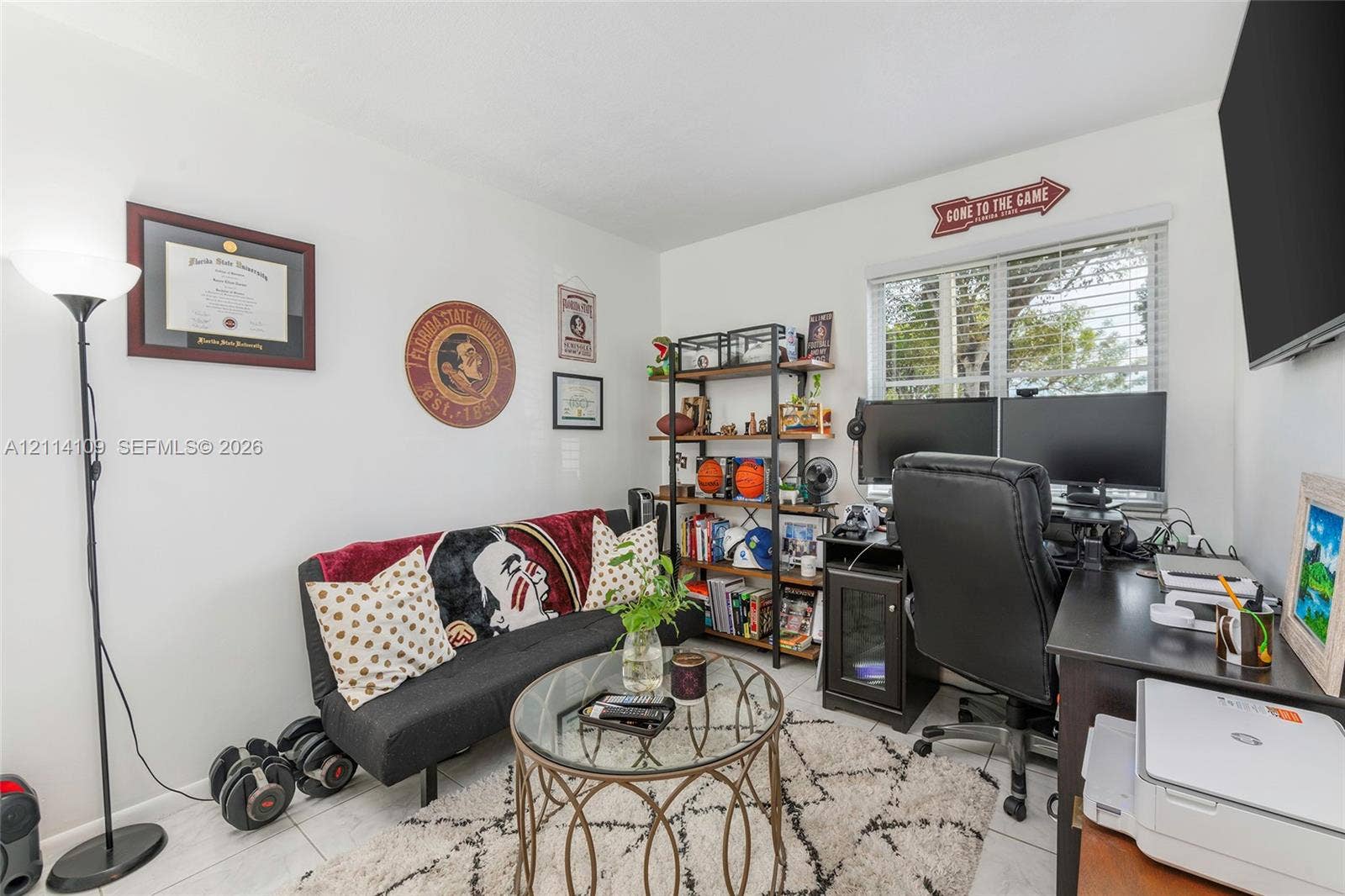 15761 SW 137th Avenue, #104, Miami, Miami, FL 33177 Room featuring white walls, white tile flooring, and a window with horizontal blinds