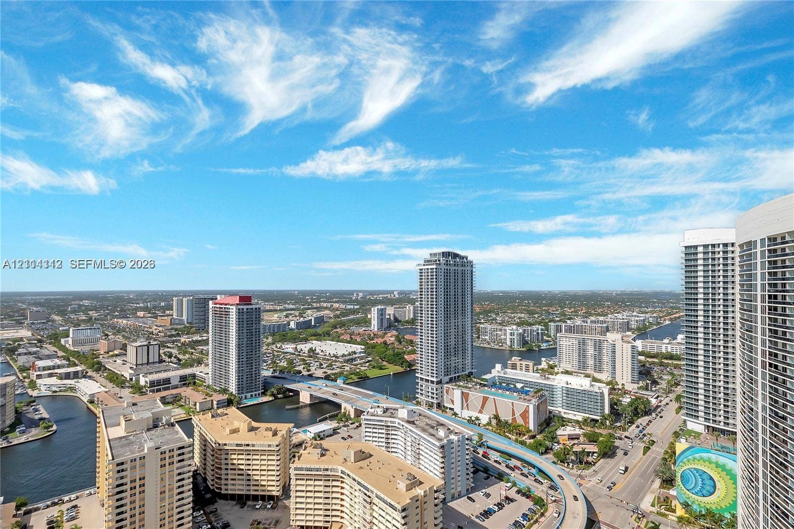 1850 S Ocean Drive, #4008, Hallandale Beach, FL 33009 High-rise urban landscape featuring wide-angle panoramas of the surrounding cityscape, waterways, and bridges