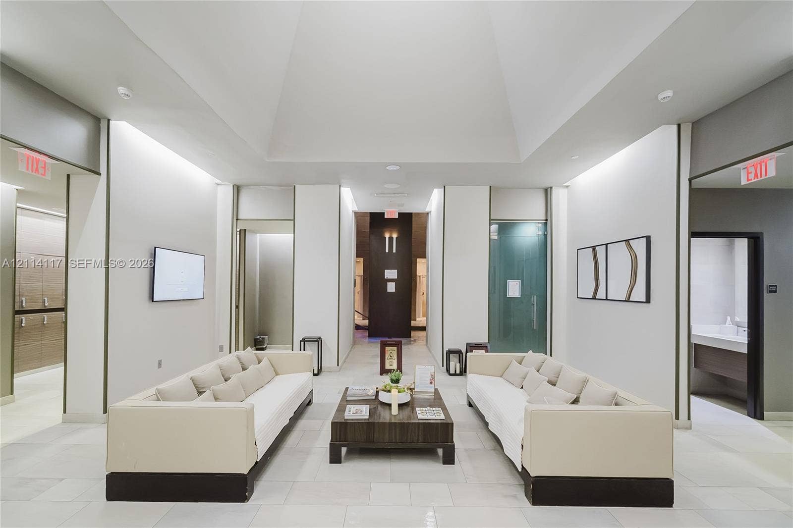 1850 S Ocean Drive, #4008, Hallandale Beach, Hallandale Beach, FL 33009 Vaulted ceiling, large-format tile flooring, recessed perimeter lighting, and neutral wall finishes