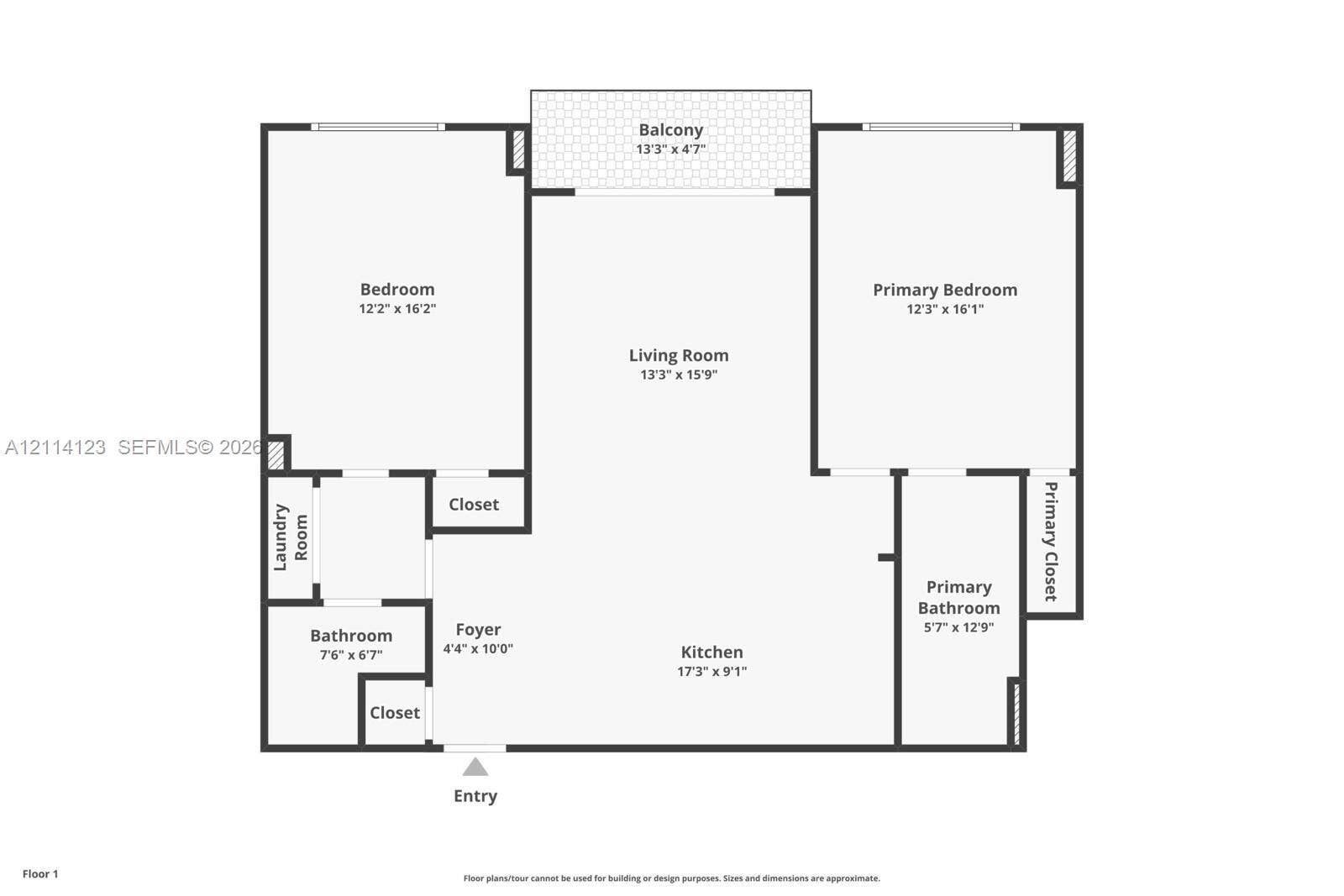 1155 Brickell Bay Drive, #2609, Miami, FL 33131 Floor plan