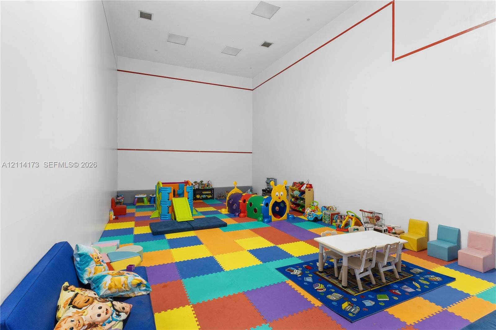 701 Brickell Key Boulevard, #1012, Miami, FL 33131 Indoor sports court featuring high ceilings, recessed lighting, and perimeter wall markings