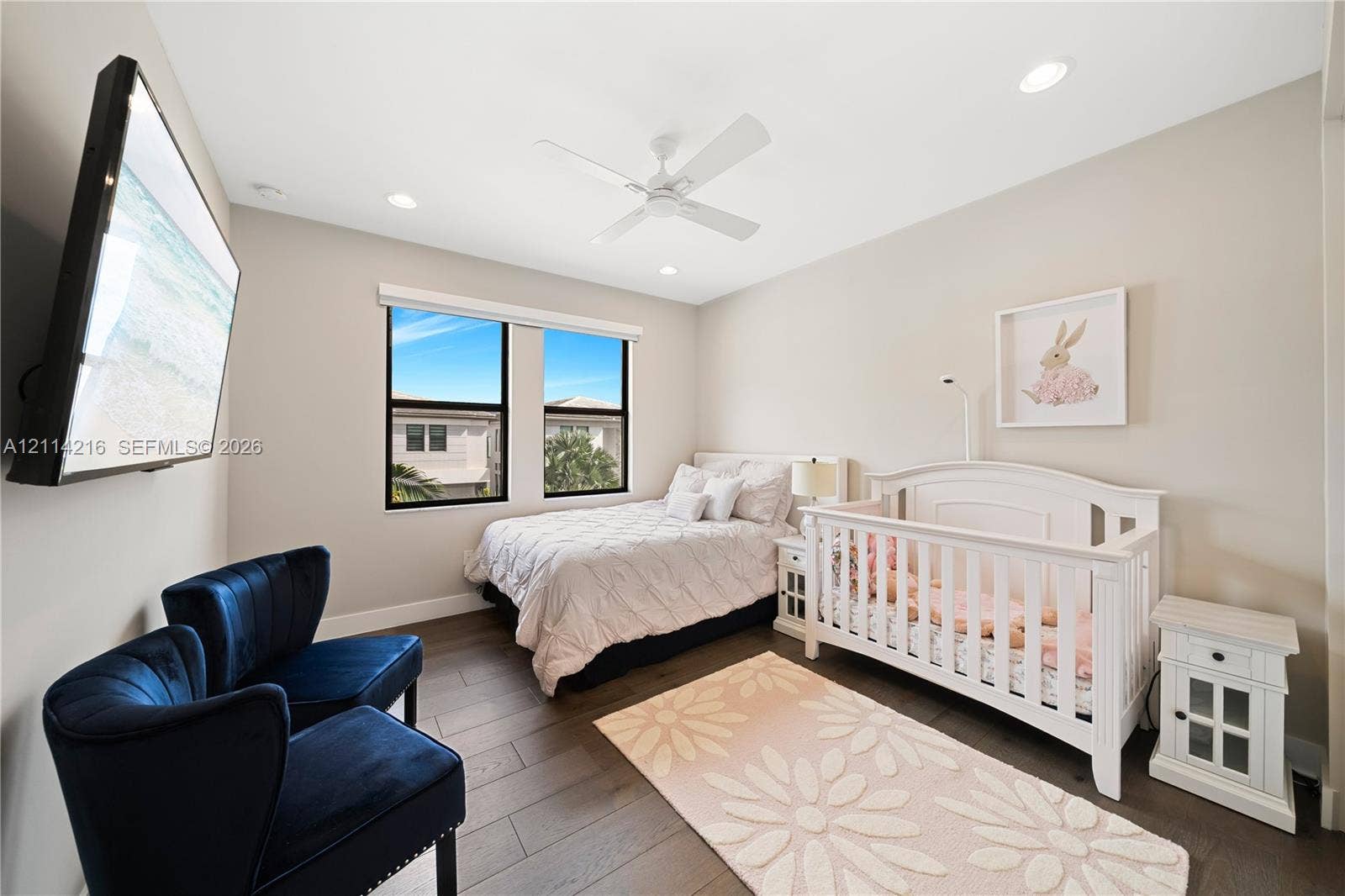 17085 Teton River Road, Boca Raton, FL 33496 Neutral-toned room featuring wood-finish flooring, recessed lighting, and a ceiling fan