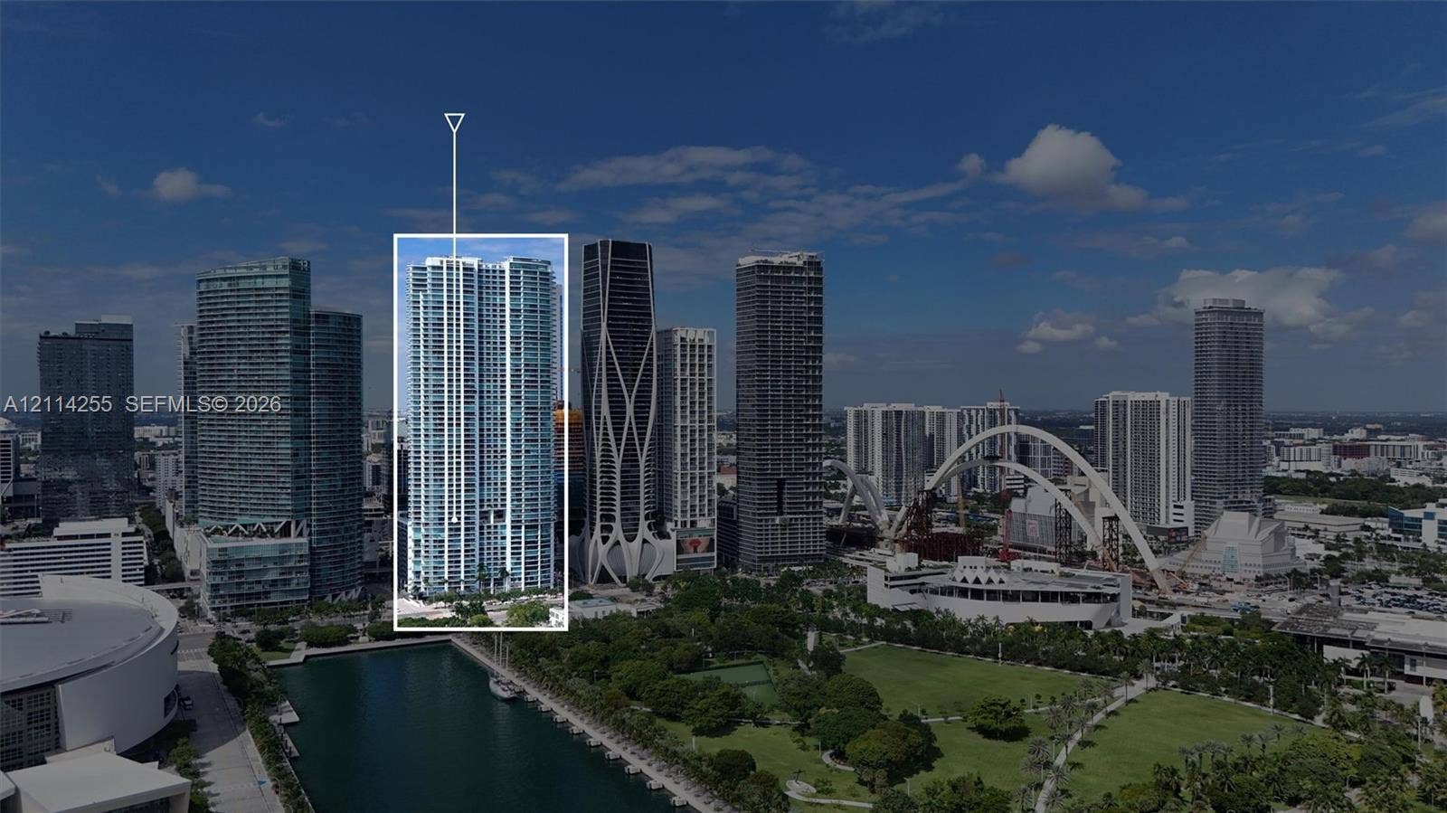 900 Biscayne Boulevard, #1705, Miami, FL 33132 High-rise building featuring a glass facade, floor-to-ceiling windows, and private balconies