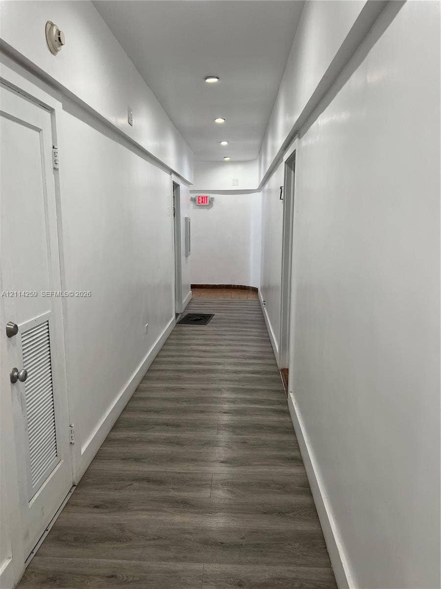 1895 SW 22nd, #5, Miami, Miami, FL 33145 Hallway featuring wood-finish flooring, recessed lighting, and smooth-finish walls