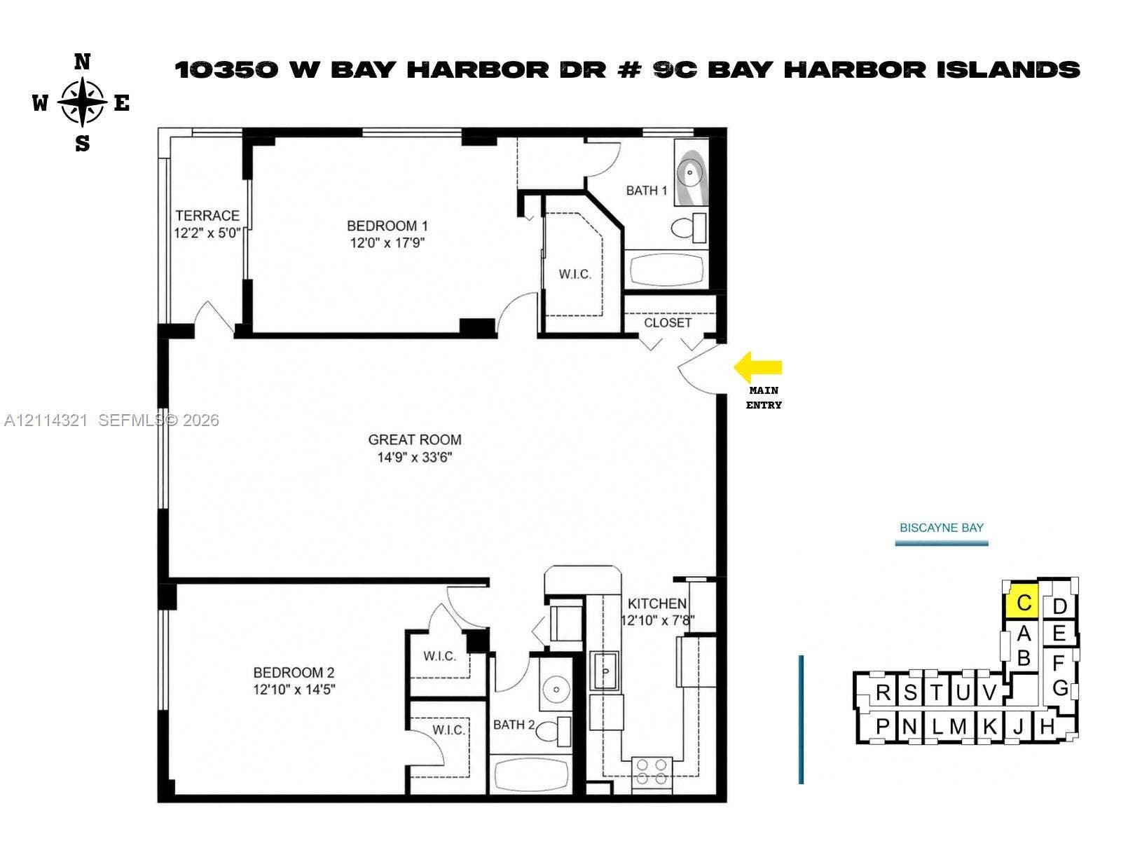 10350 W Bay Harbor Drive, #9C, Bay Harbor Islands, FL 33154 Floor plan