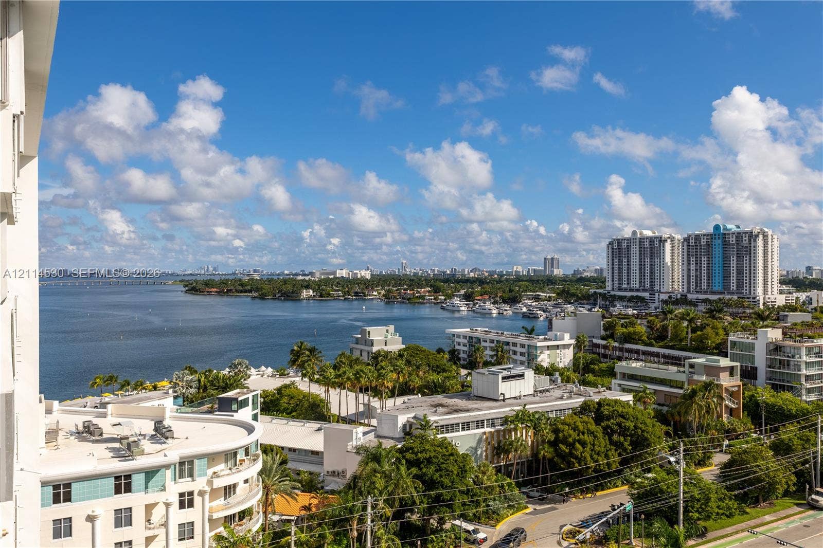3 Island Avenue, #14L, Miami Beach, FL 33139 Elevated perspective showcasing coastal scenery, expansive water, and urban landscape