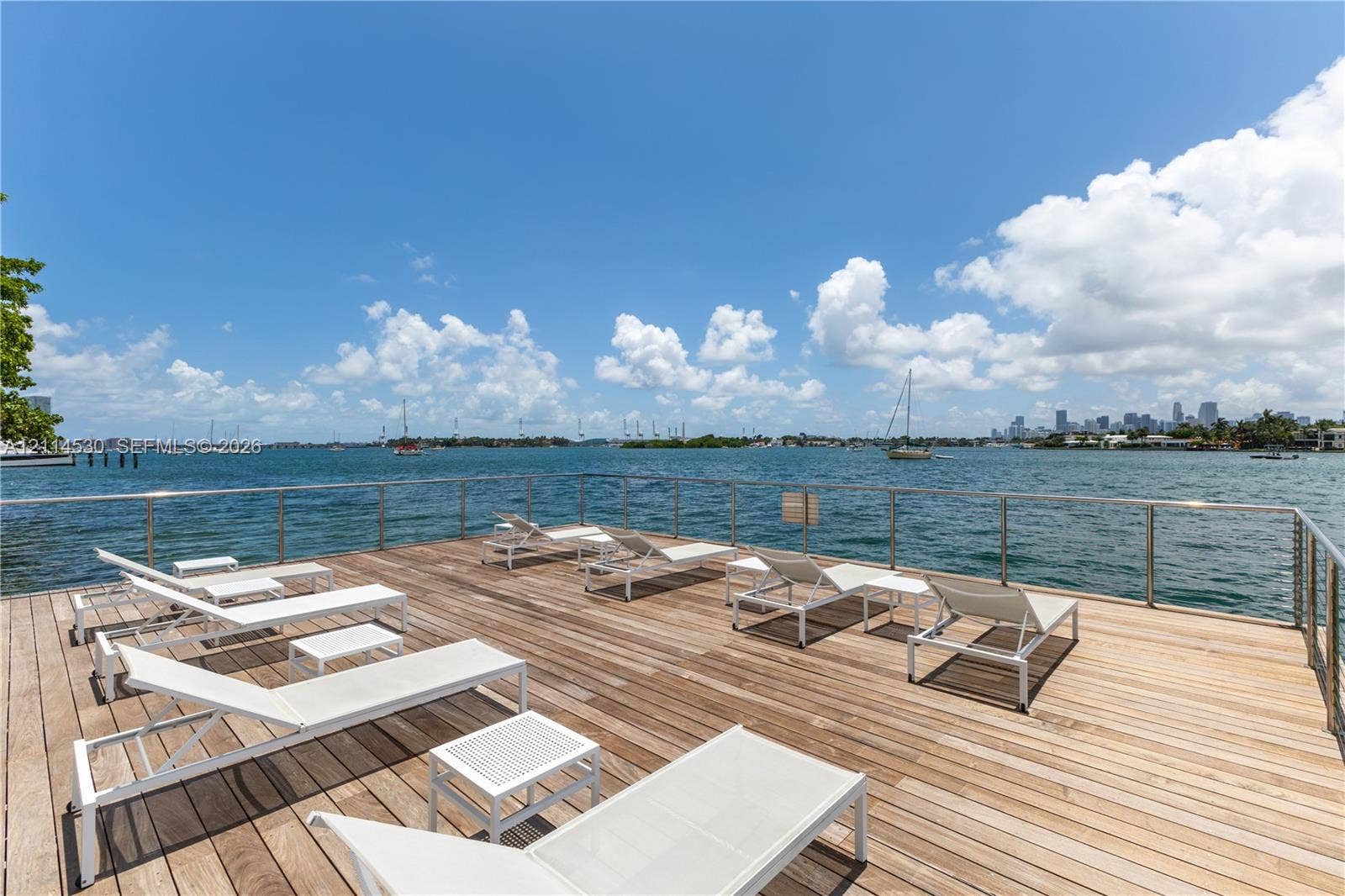 3 Island Avenue, #14L, Miami Beach, FL 33139 Waterfront wooden deck featuring stainless steel railings and open water exposure