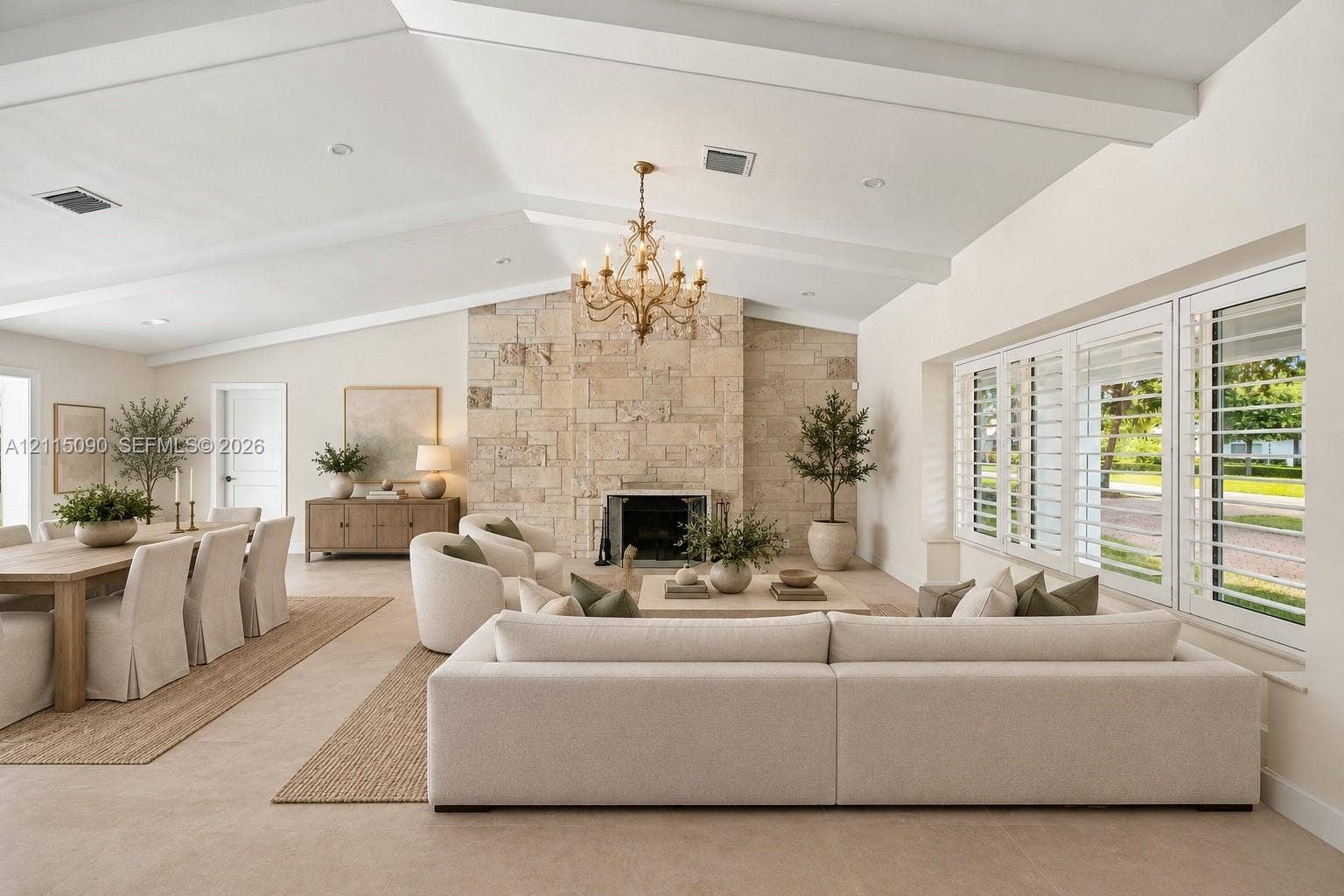 12900 SW 71st Avenue, Pinecrest, Pinecrest, FL 33156 Virtually Staged- Large Living and Dining Area