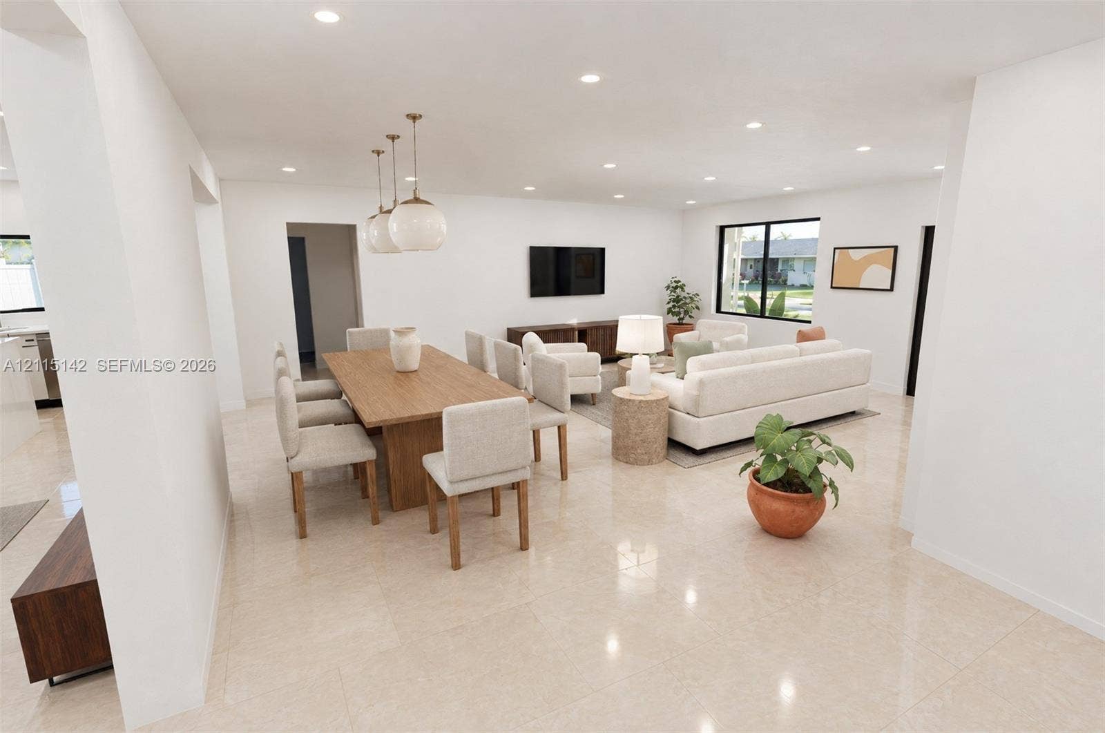 5940 SW 18th Street, Plantation, FL 33317 VIRTUAL RENDERING, NOT AN ACTUAL PHOTO. HOME IS UNDER CONSTRUCTION. Open dining and living area shown as proposed per permitted plans; final construction, finishes, landscaping and furnishings may differ. Buyer to verify with developer.