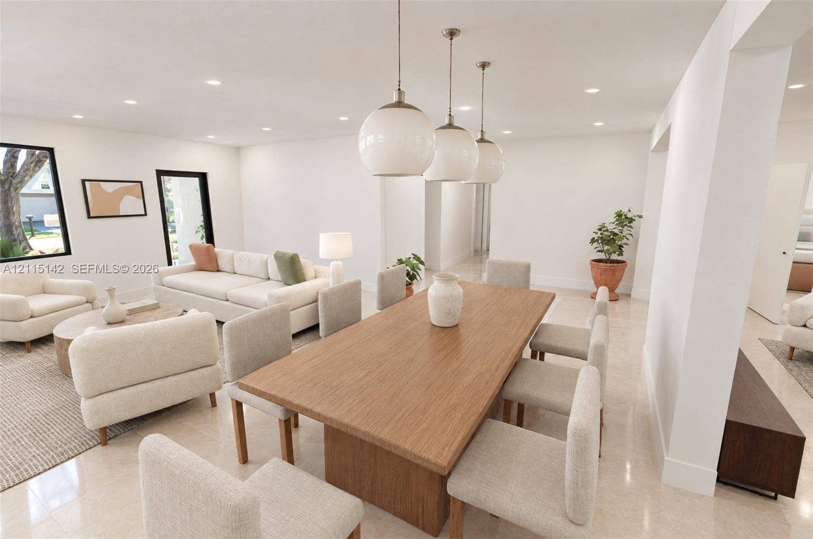 5940 SW 18th Street, Plantation, FL 33317 VIRTUAL RENDERING, NOT AN ACTUAL PHOTO. HOME IS UNDER CONSTRUCTION. Dining and great room shown as proposed per permitted plans; final construction, finishes, landscaping and furnishings may differ. Buyer to verify with developer.