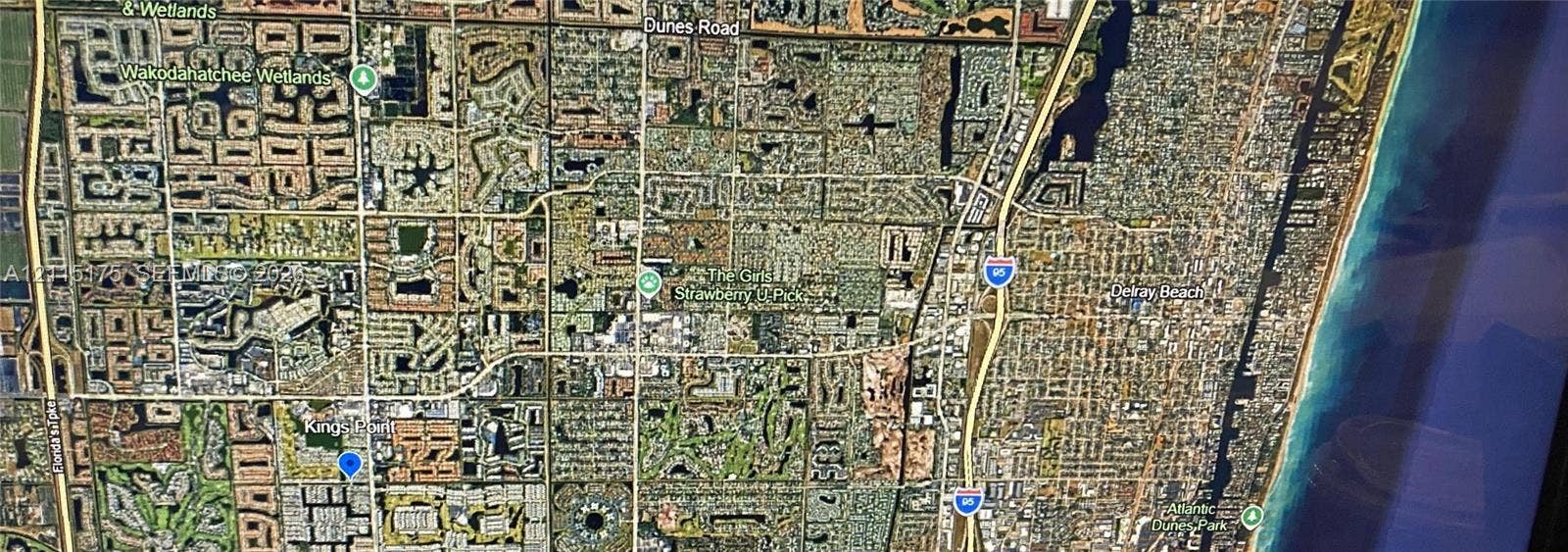 324 Seville N, Delray Beach, FL 33446 Map of Delray Beach showing location of Kings Point and proximity of Wakodahatchee Wetlands, Green Cay Wetlands, the Florida Turnpike, I-95, Atlantic Dunes Park and the beaches, etc.